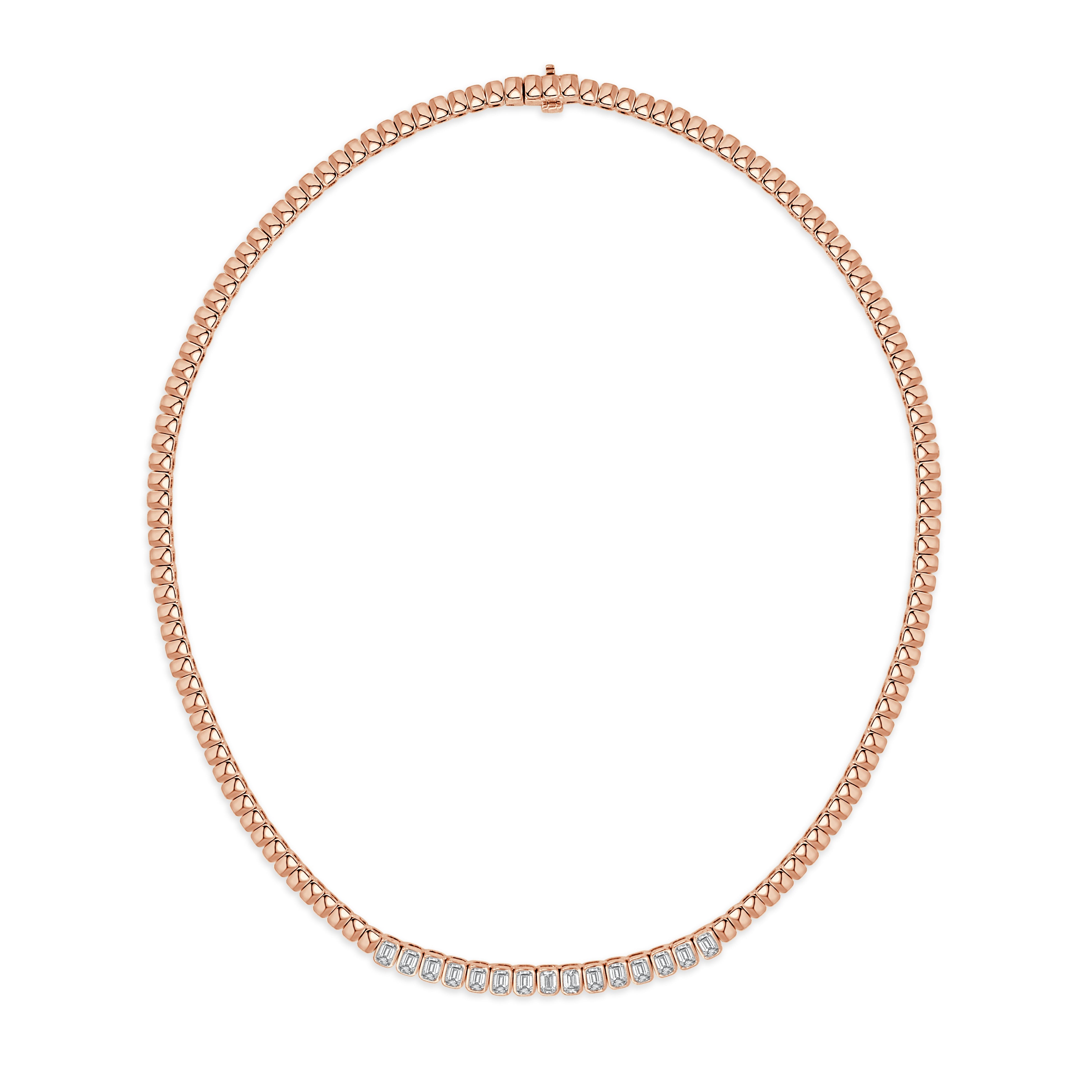 Emerald-Cut Diamond Bezel Set Necklace
