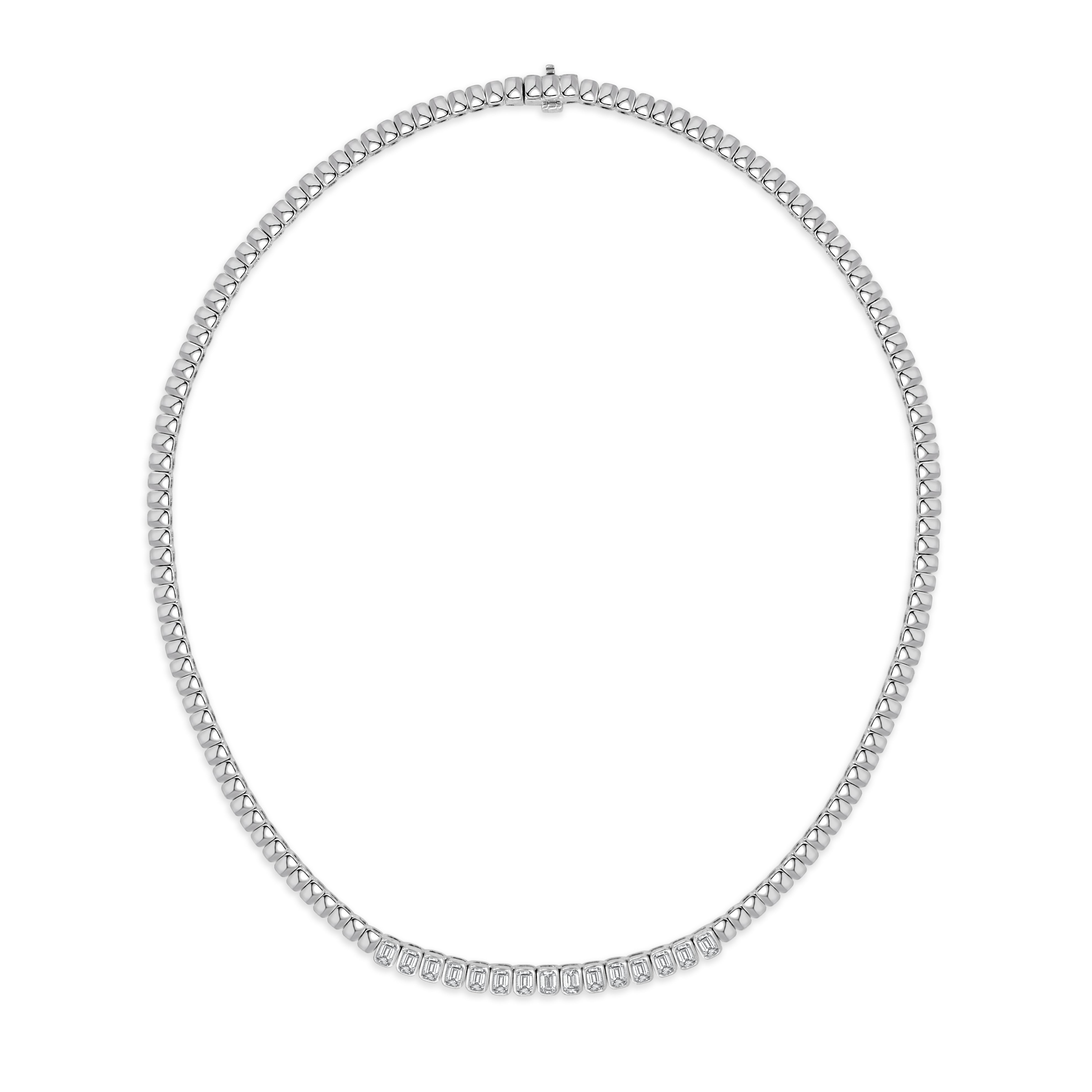 Emerald-Cut Diamond Bezel Set Necklace