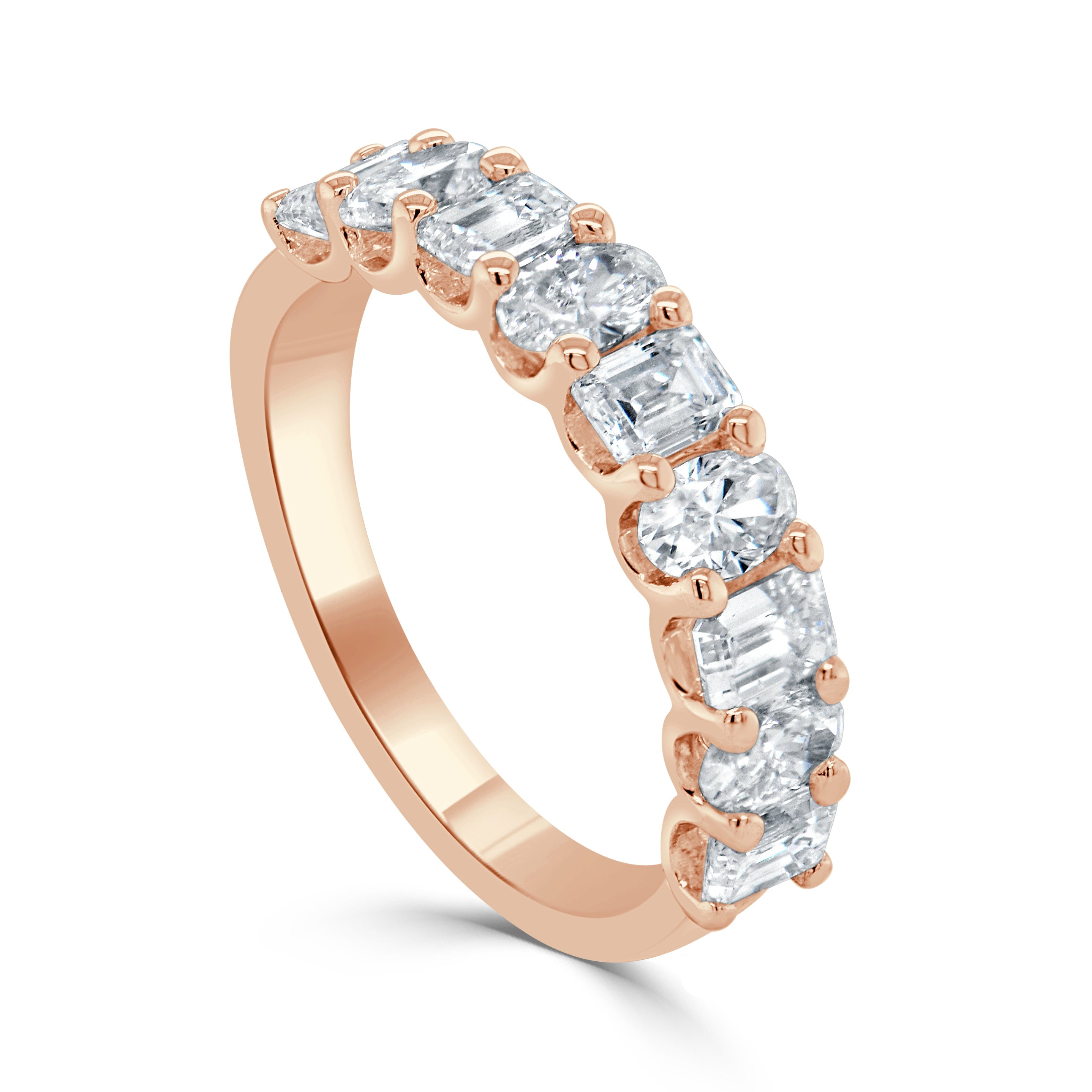 Oval Emerald-Cut Diamond Band