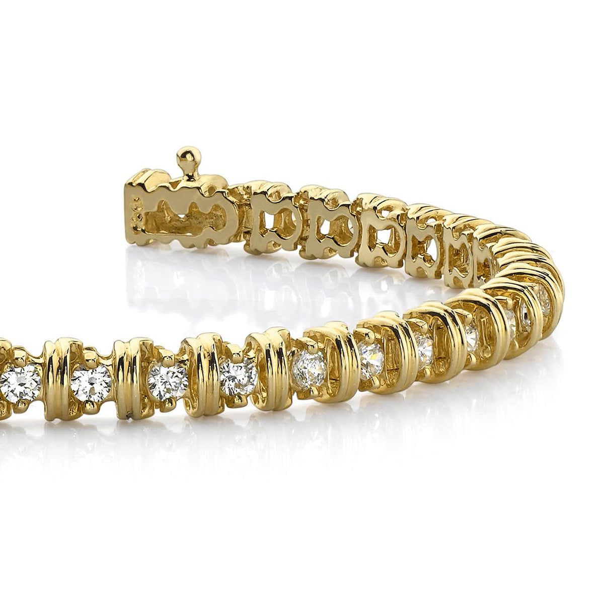 Wide Link Diamond Tennis Bracelet