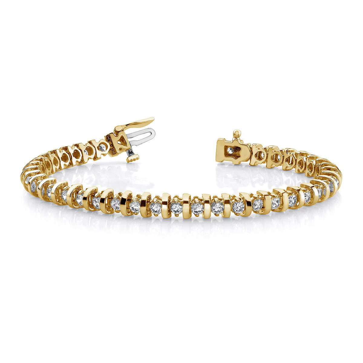 Shiny Curve Link Diamond Tennis Bracelet
