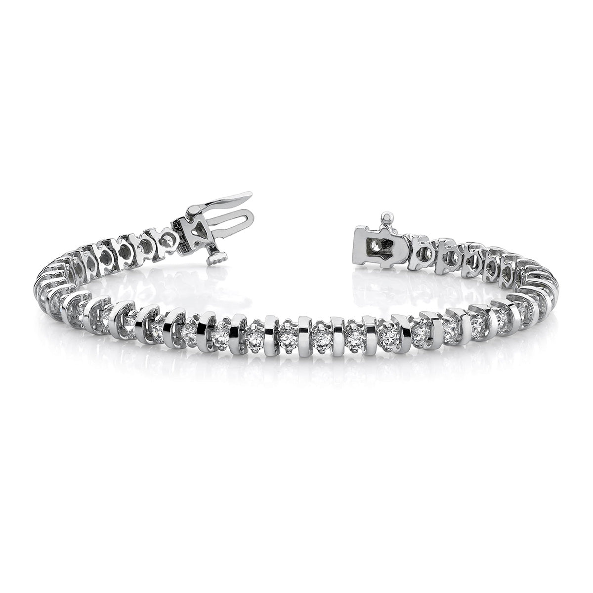 Shiny Curve Link Diamond Tennis Bracelet