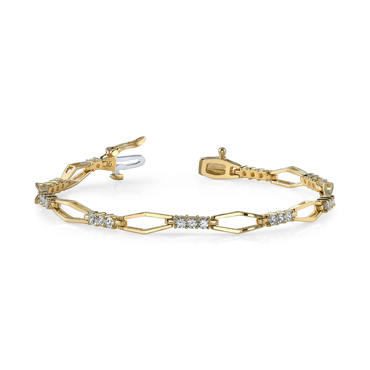 Hexagon Link Designer Diamond Bracelet