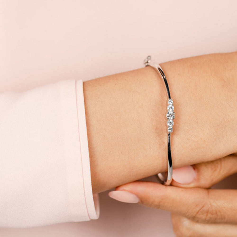 Fancy Five Curved Diamond Bangle