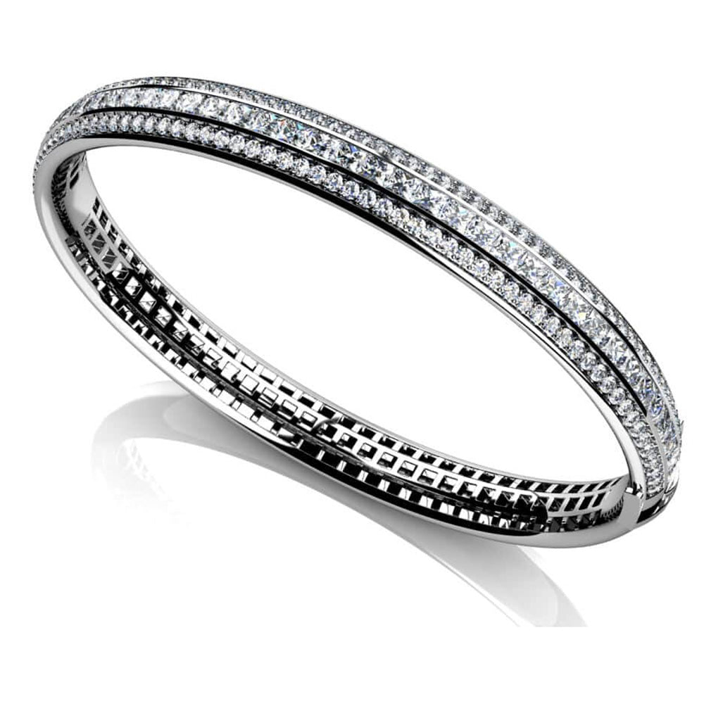 Princess Cut And Round Diamond Bangle