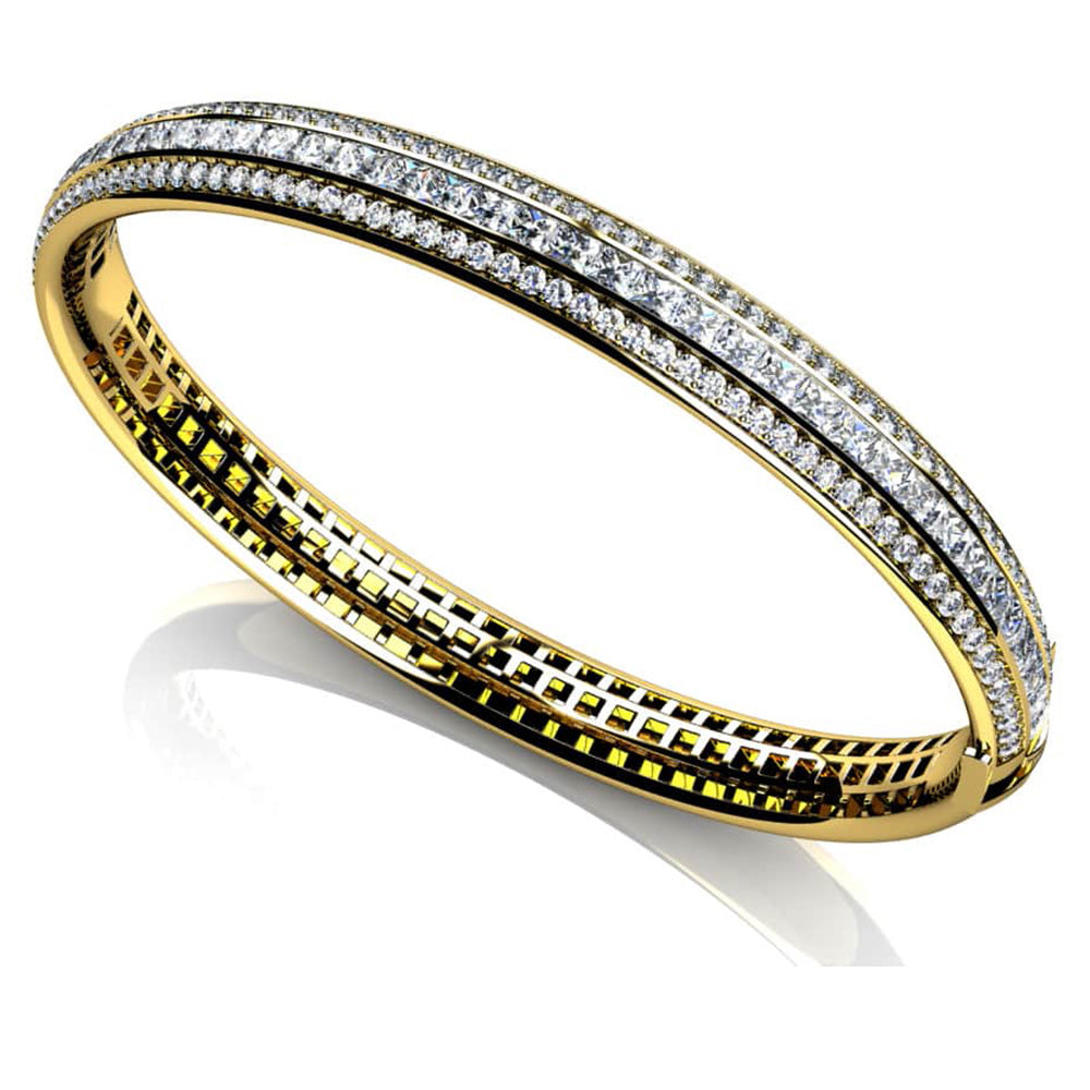 Princess Cut And Round Diamond Bangle