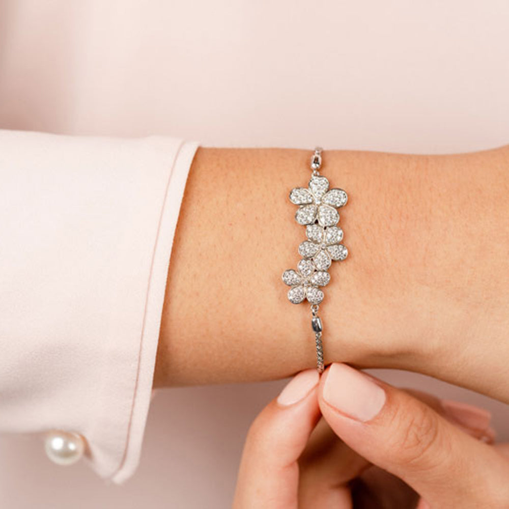 Three Flower Diamond Adjustable Bracelet