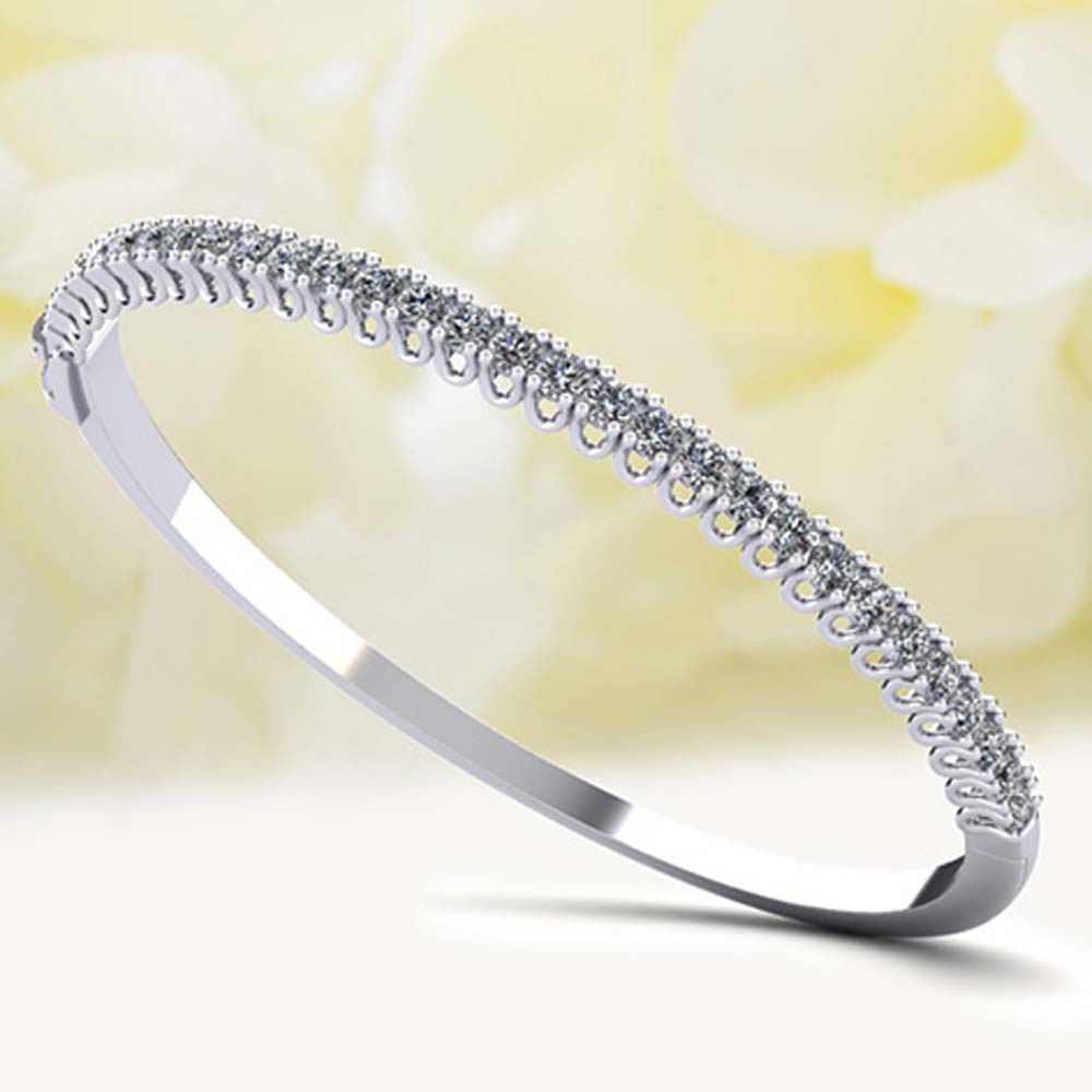 Unique Prong Diamond Bangle Bracelet