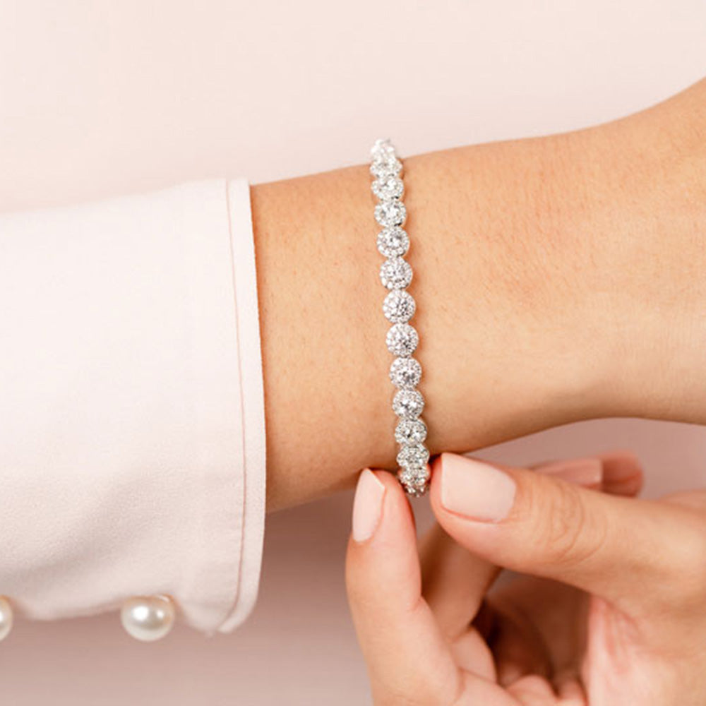 Divinely Dazzling Halo Bangle Bracelet