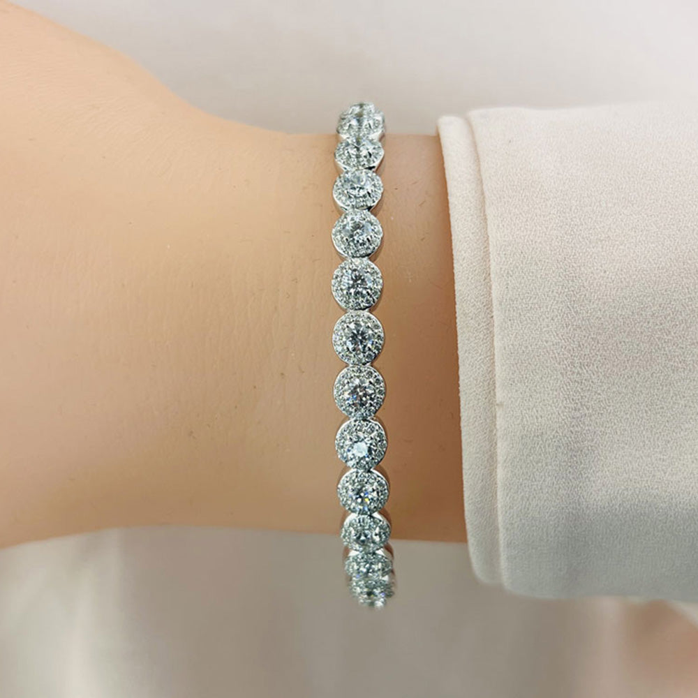Divinely Dazzling Halo Bangle Bracelet