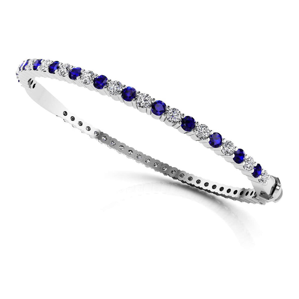 Shared Prong Diamond And Gemstone Bangle Bracelet