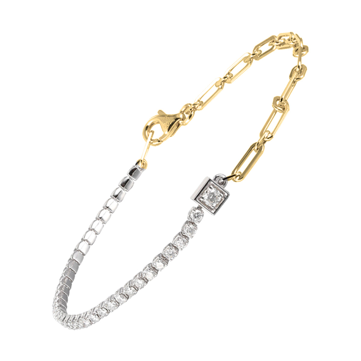 14K Two Tone Gold Diamond 1.00 Ct Bracelet