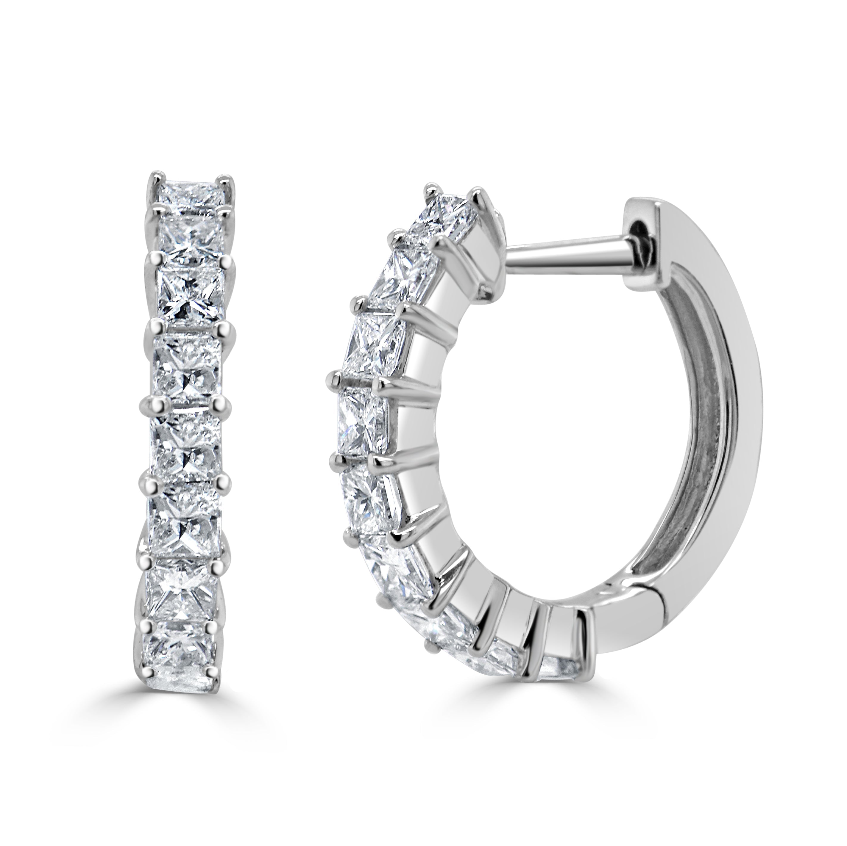 Princess-Cut Diamond Huggie Earrings