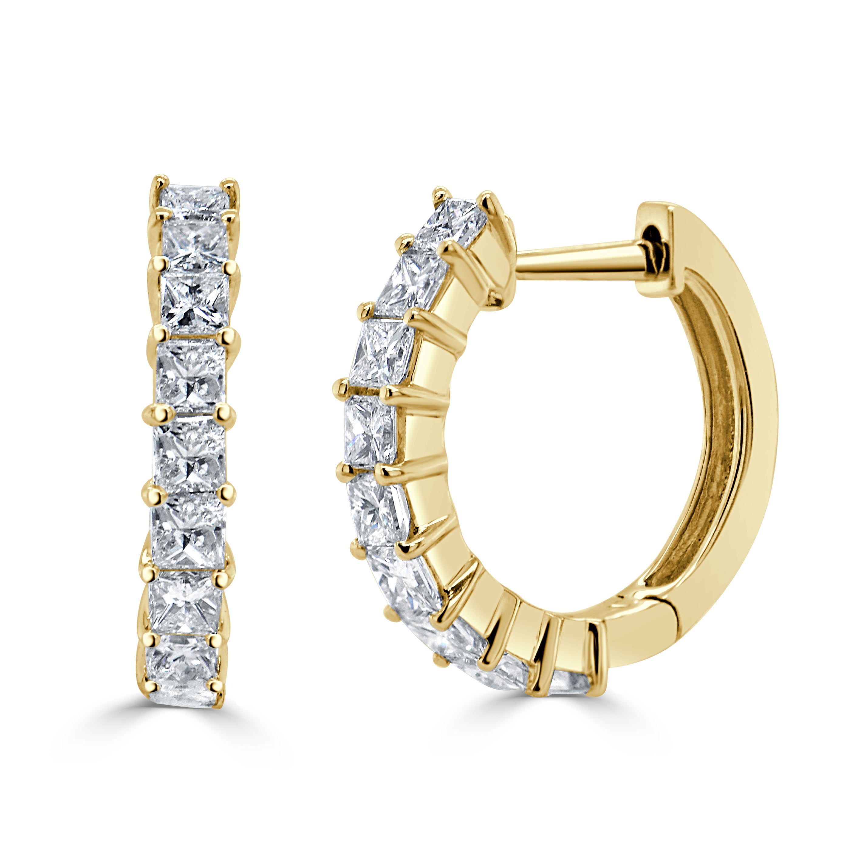 Princess-Cut Diamond Huggie Earrings
