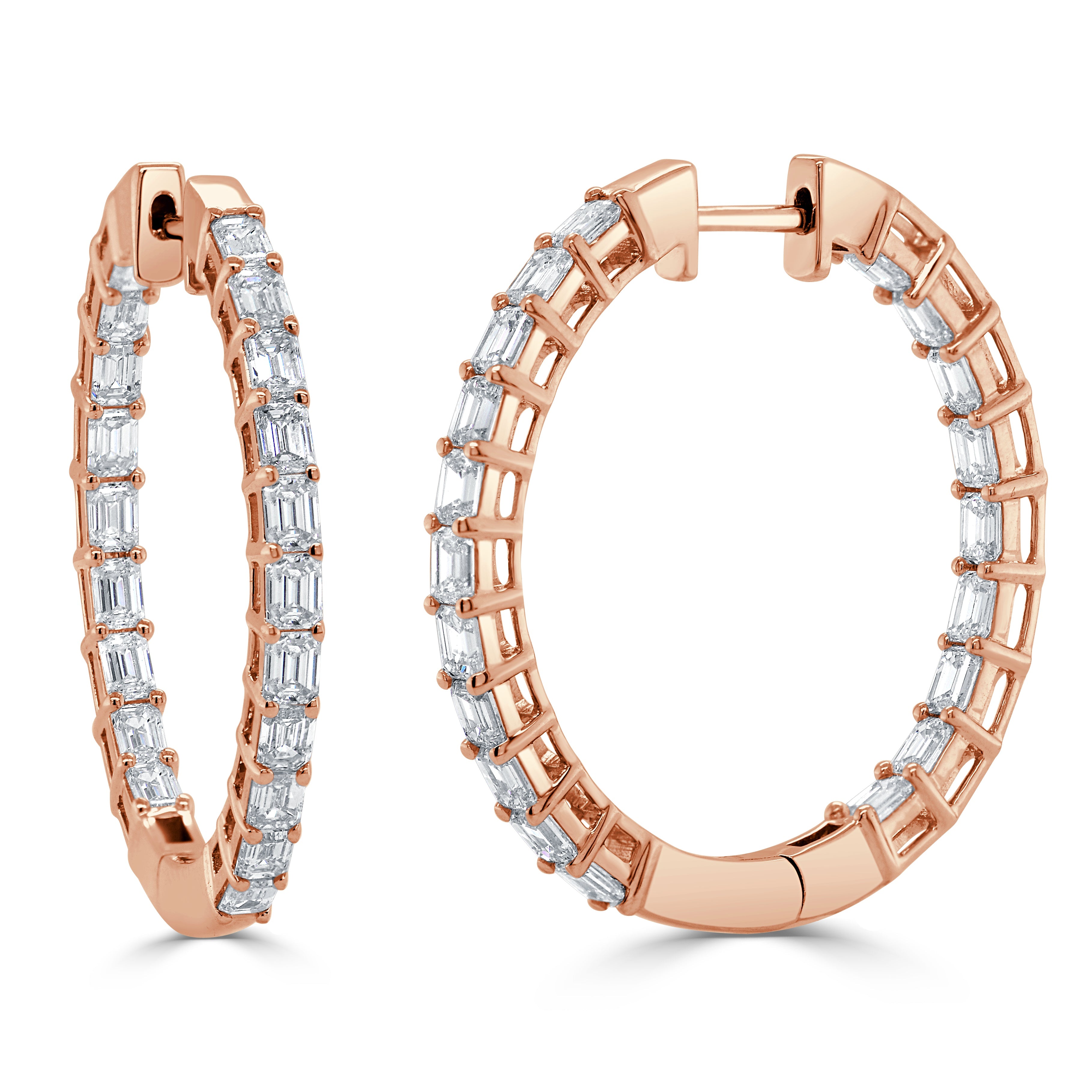 Emerald-Cut Diamond Inside-Out Hoop Earrings
