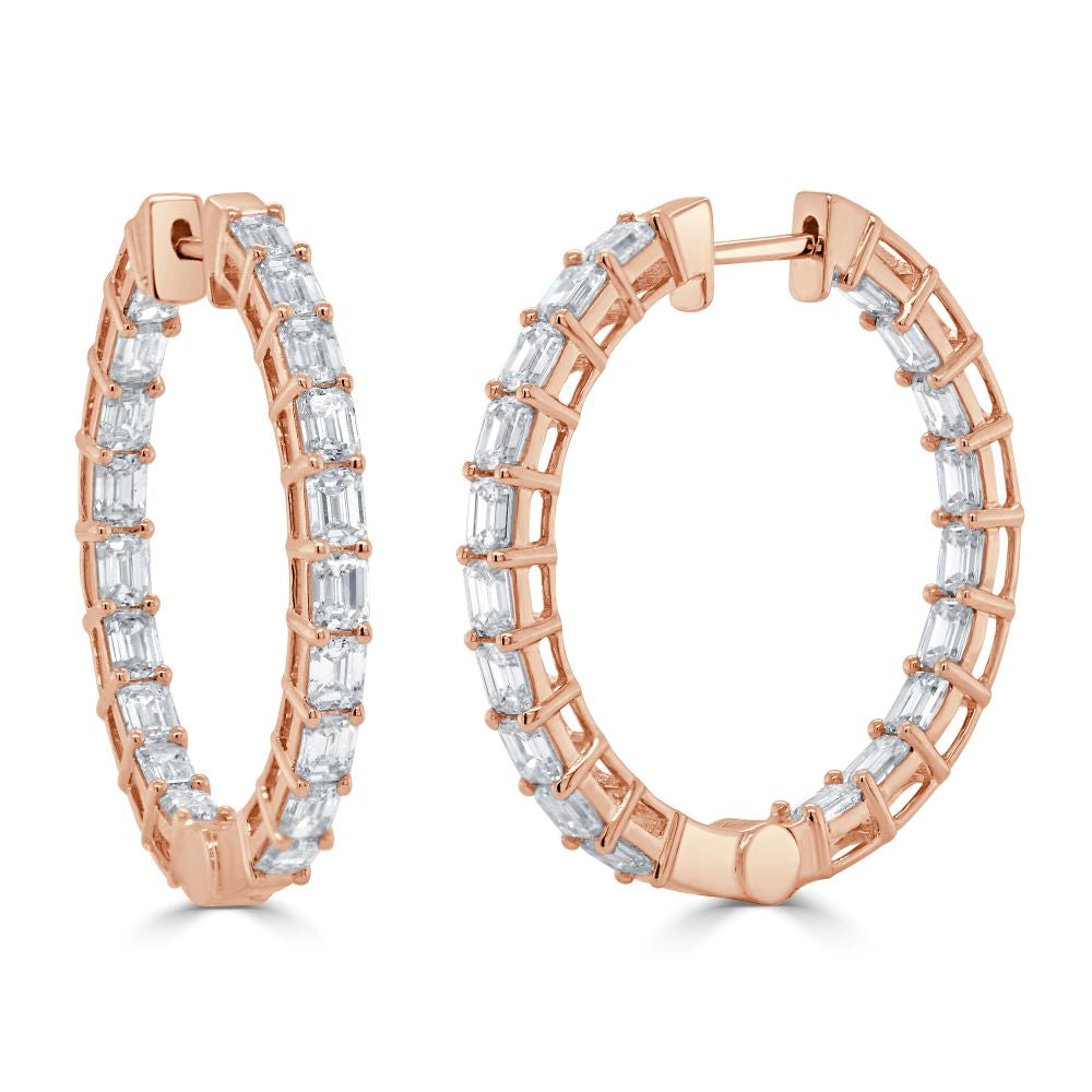 Emerald-Cut Diamond Hoop Earrings
