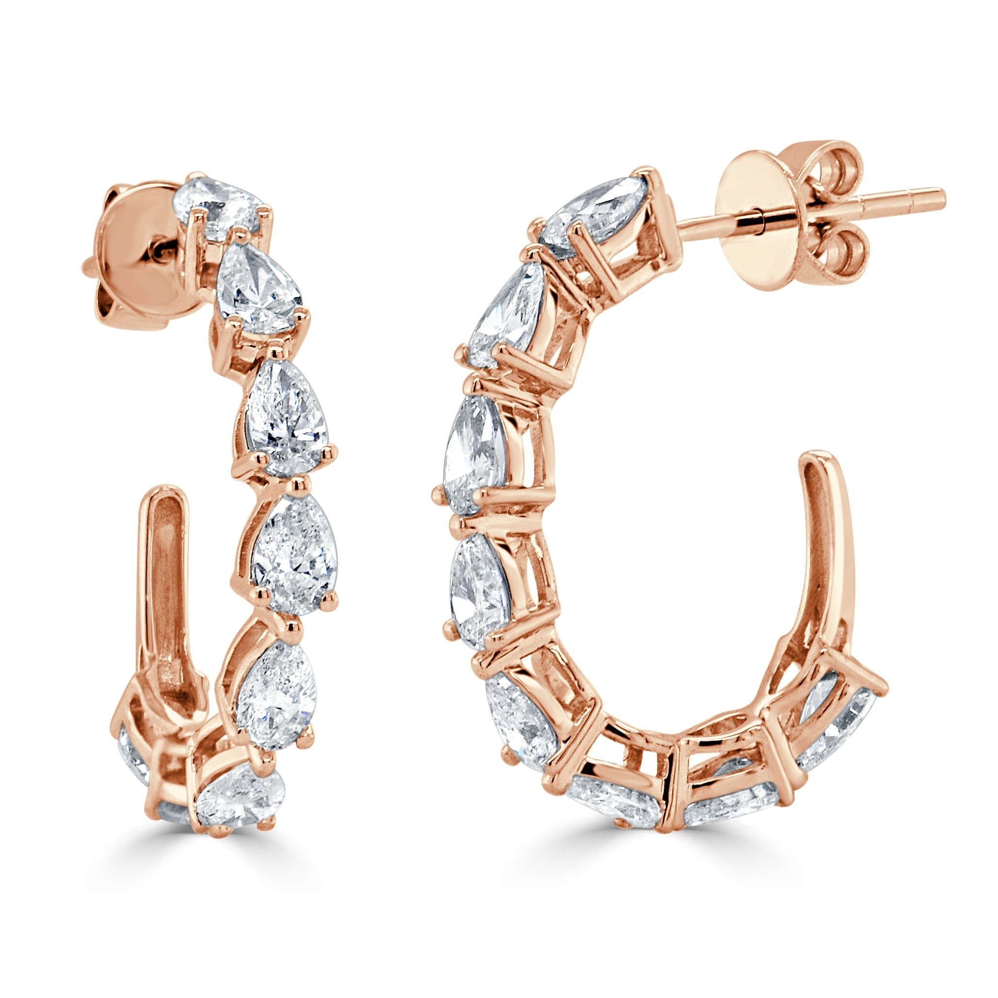 14k Gold & Pear-Shape Diamond Hoop Earrings