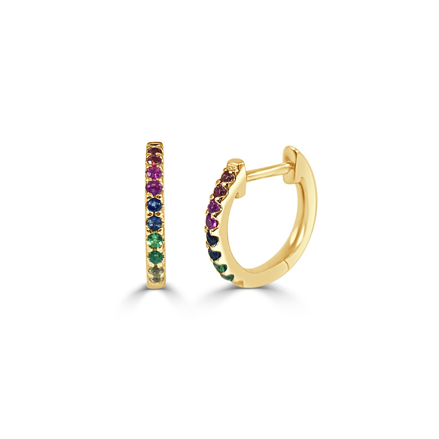 Rainbow Sapphire Huggie Earrings