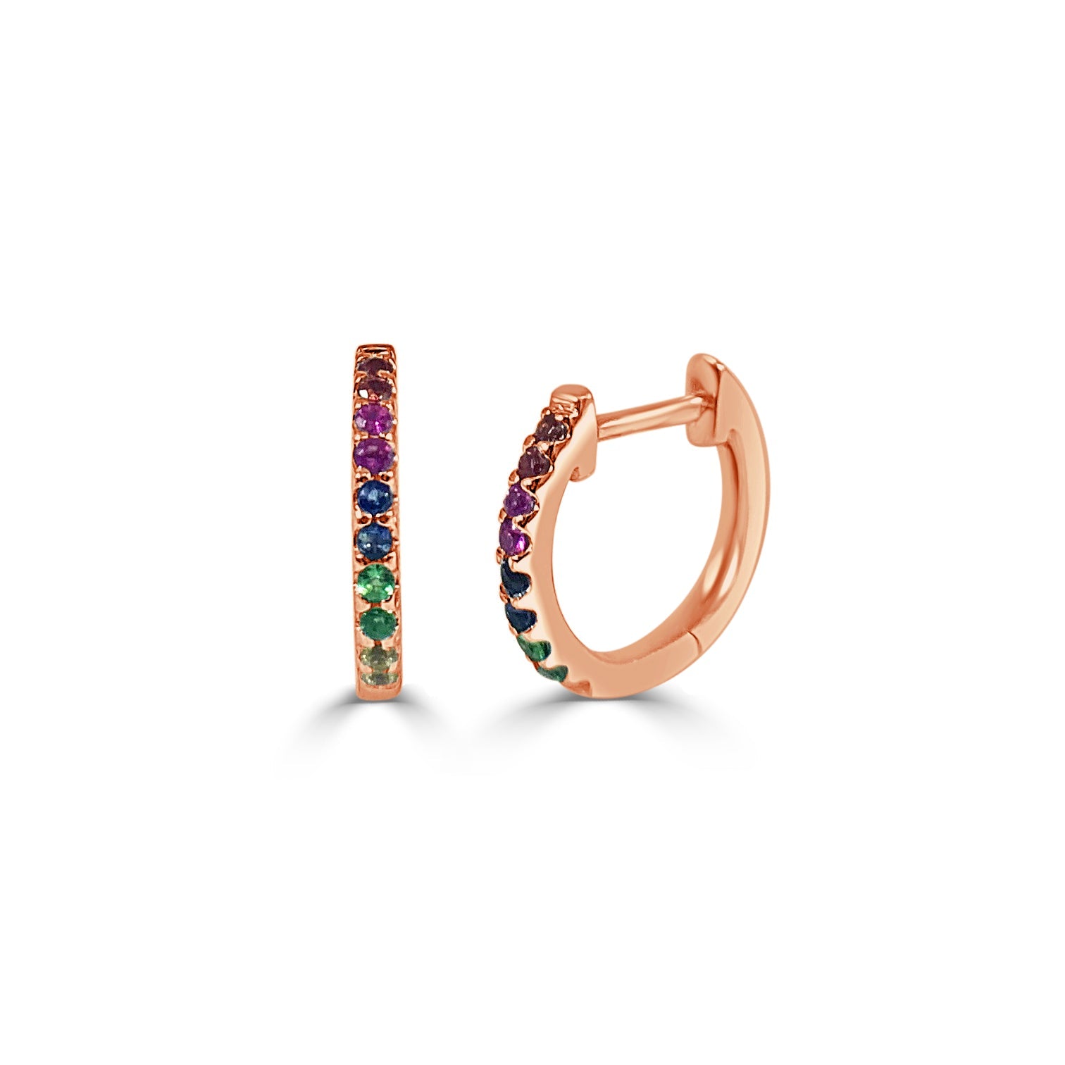 Rainbow Sapphire Huggie Earrings