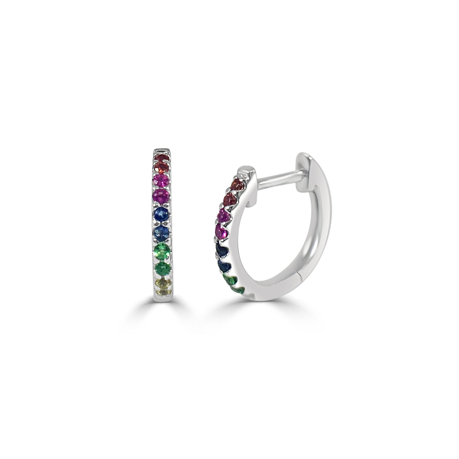 Rainbow Sapphire Huggie Earrings