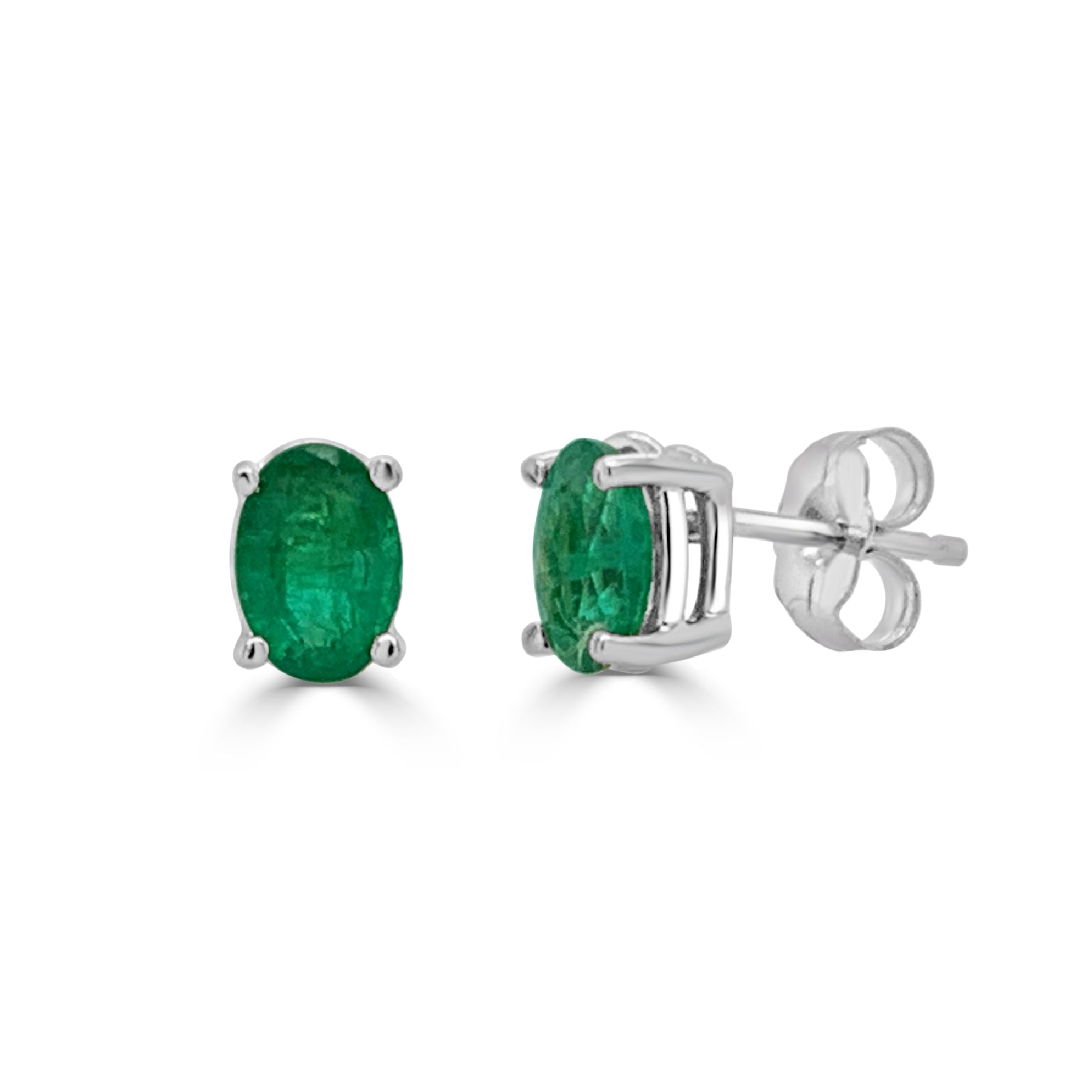 Green Emerald Oval Studs