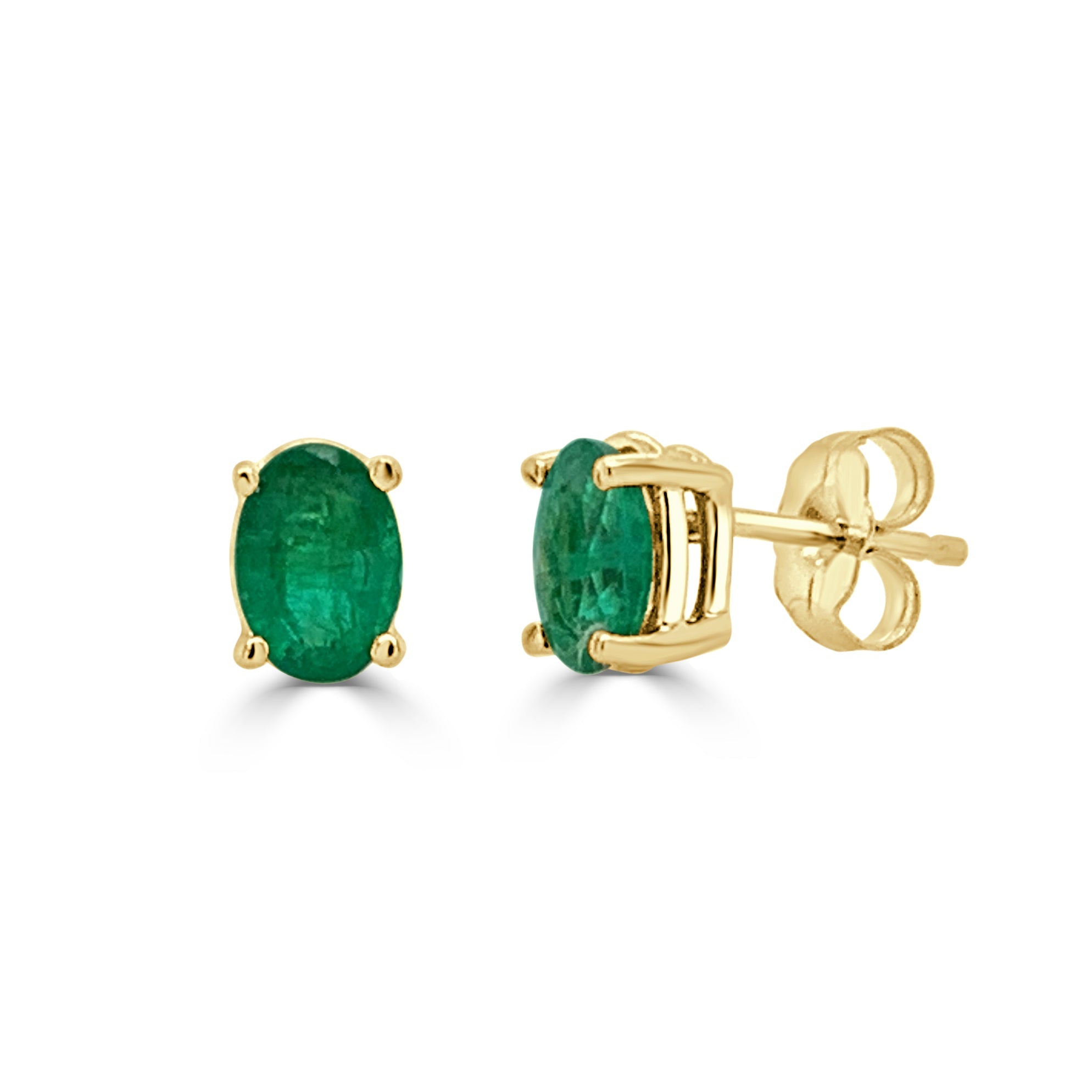 Green Emerald Oval Studs