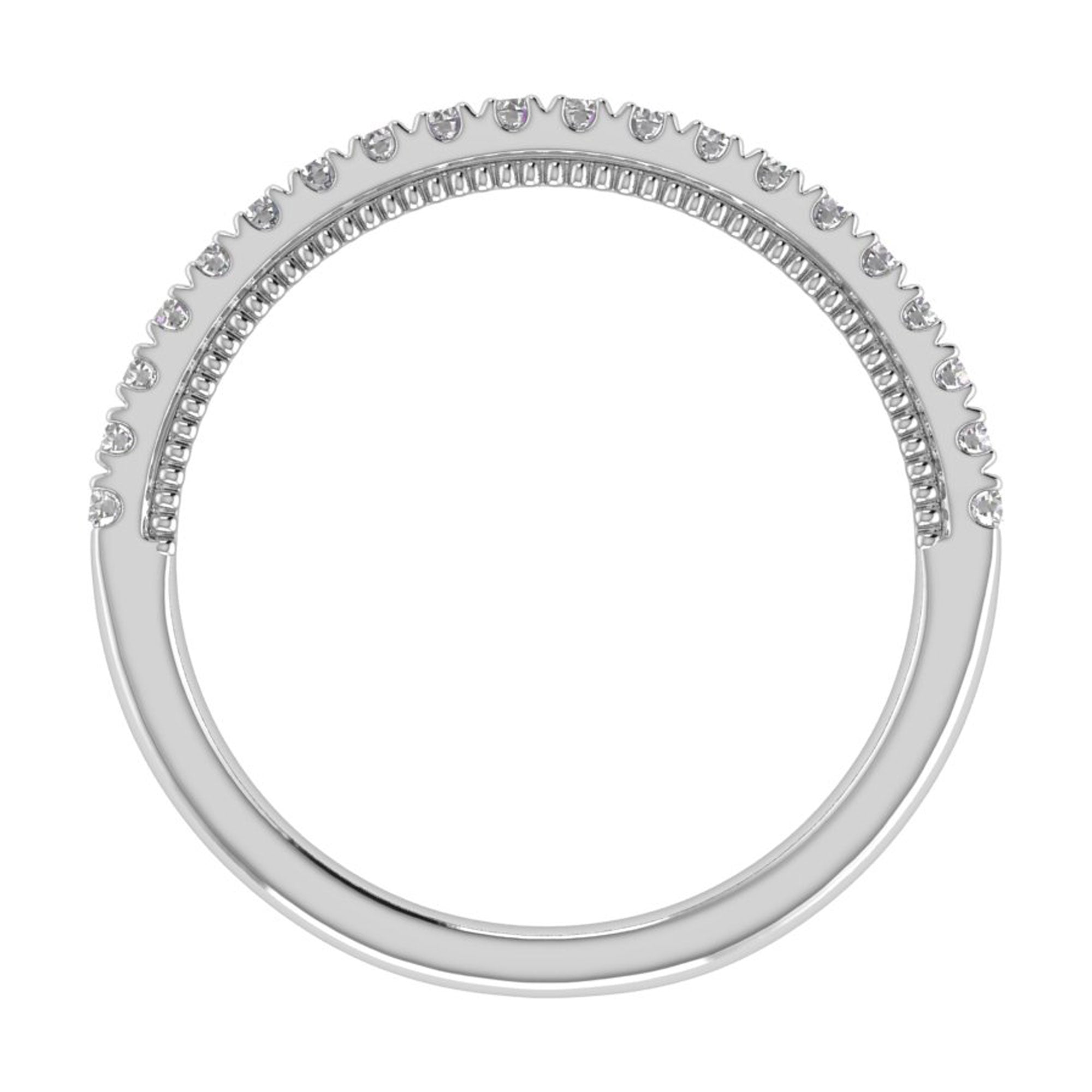 14K 0.25 Ct Gold Colorless Flawless French Pave With Milgrain Wedding Band