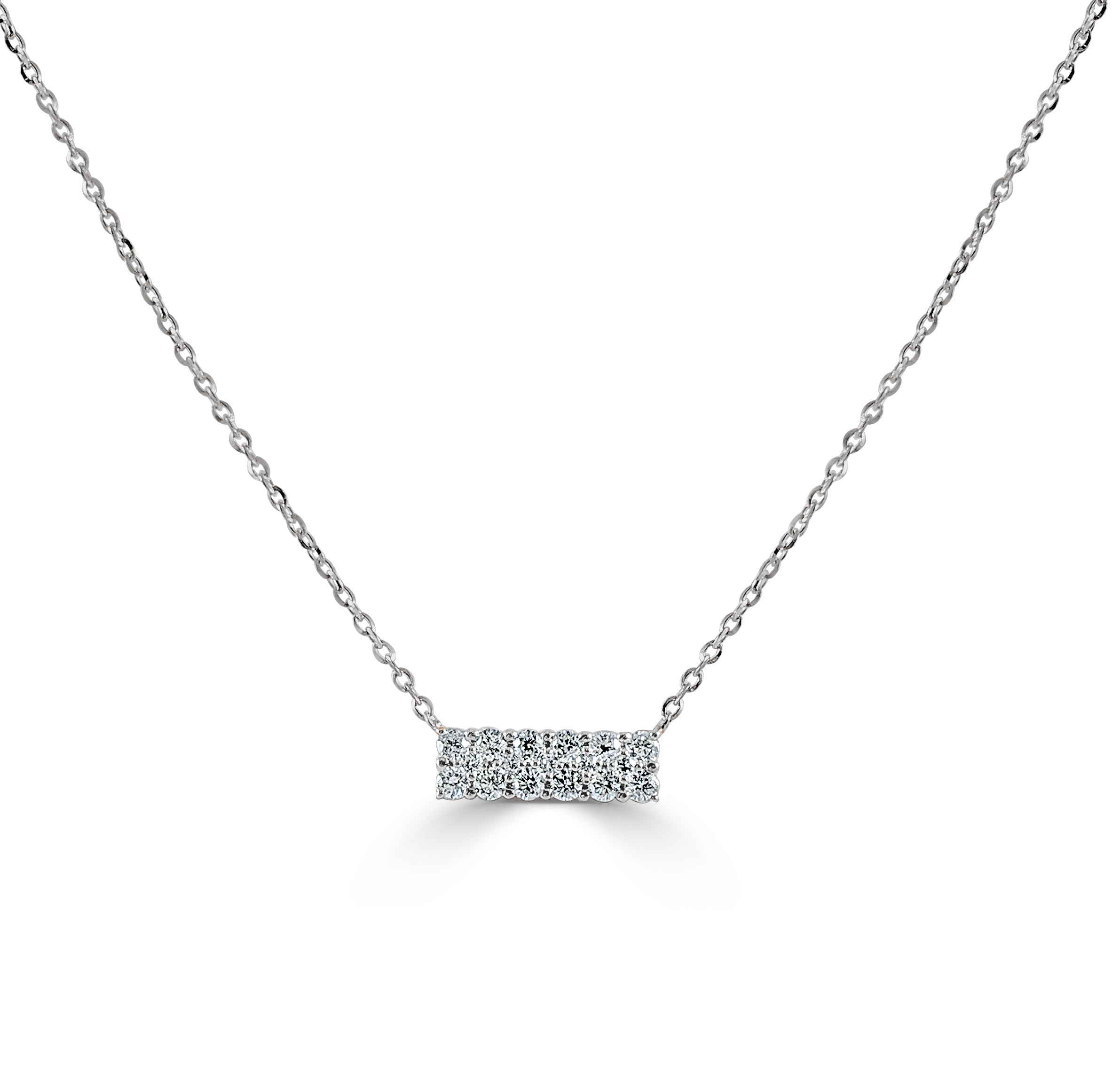 14k Gold & Diamond Bar Necklace (Adjustable, Wider Bar)