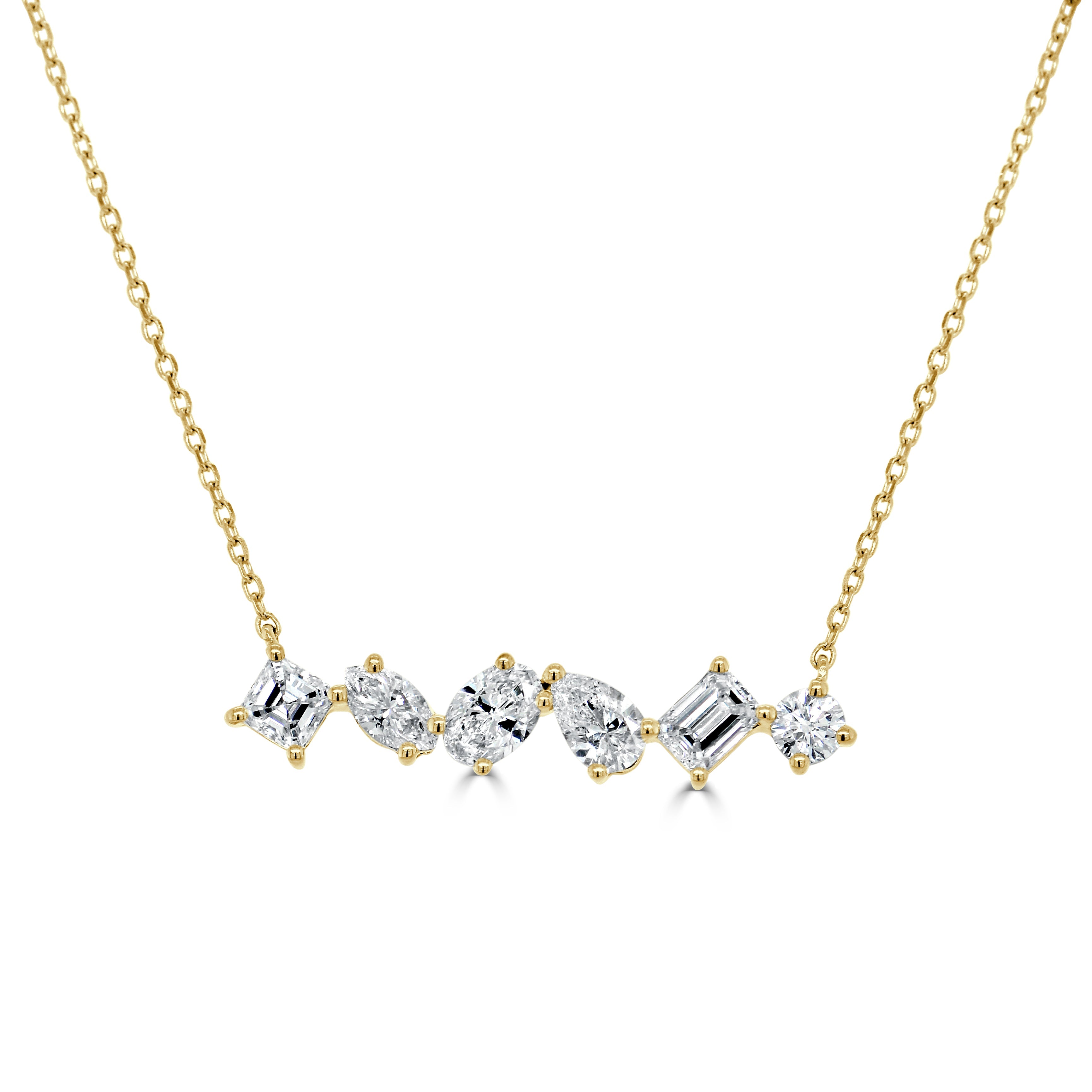 Fancy Shape Diamond Bar Necklace