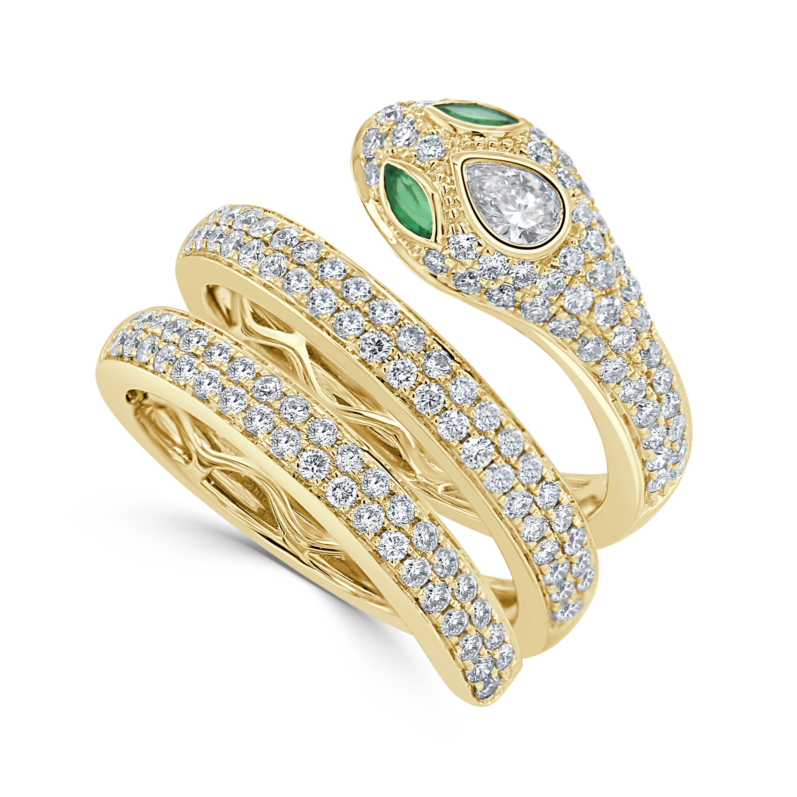 Diamond Emerald Snake Wrap Ring