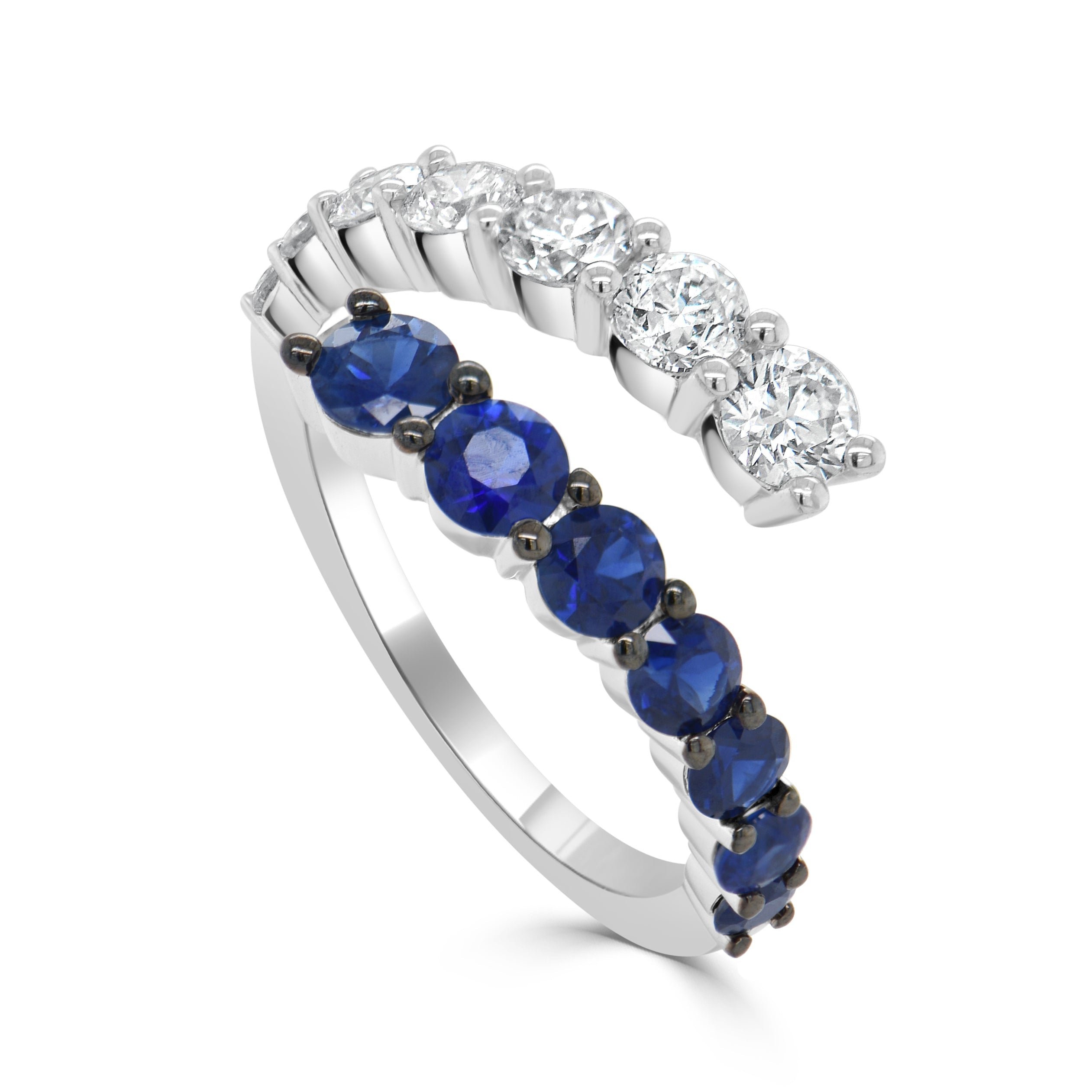 Diamond Sapphire Crossover Ring