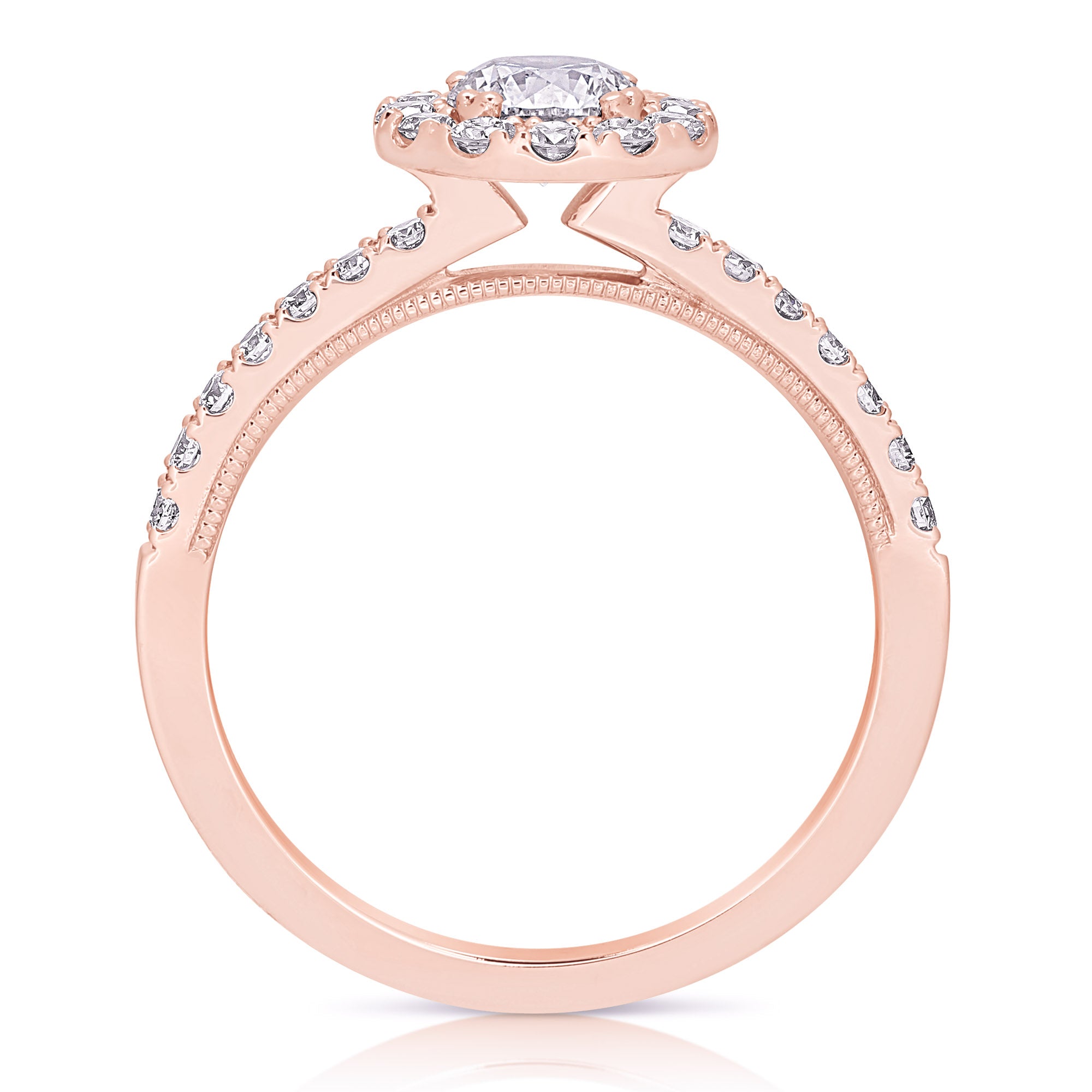 14K 0.5 Ct Center Round Halo Diamond Engagement Ring