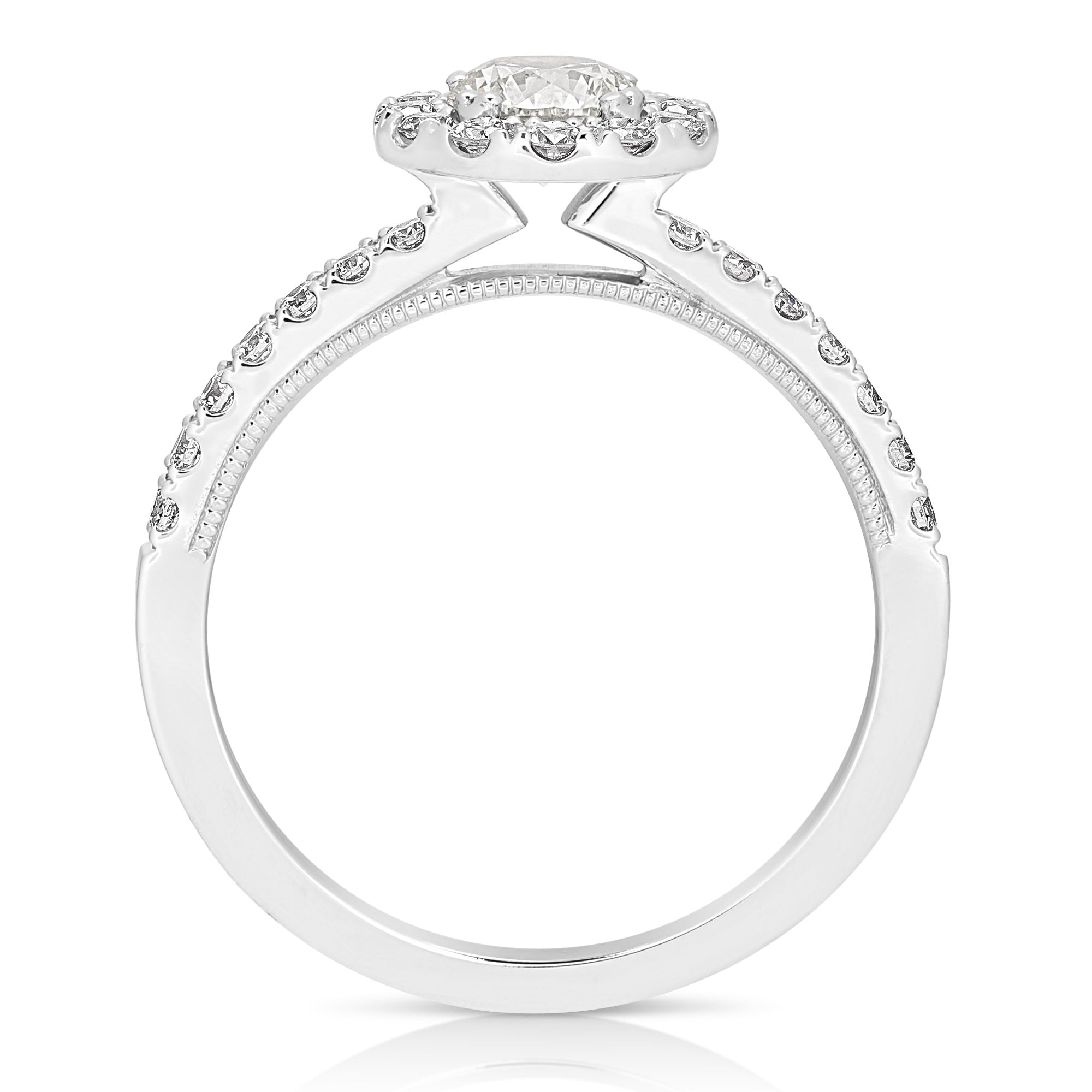 14K 0.5 Ct Center Round Halo Diamond Engagement Ring