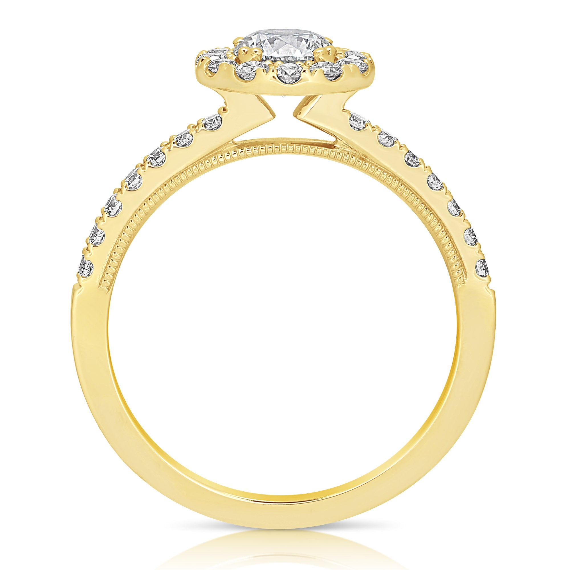 14K 0.5 Ct Center Round Halo Diamond Engagement Ring