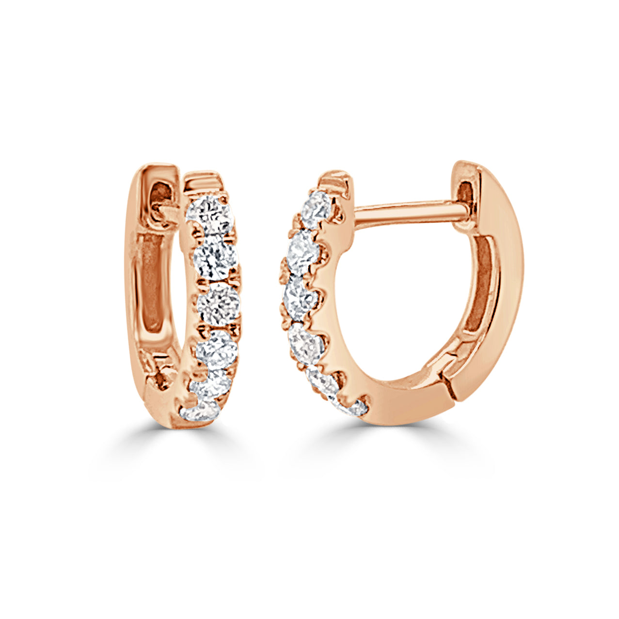 14k Gold & Diamond Huggie Earrings
