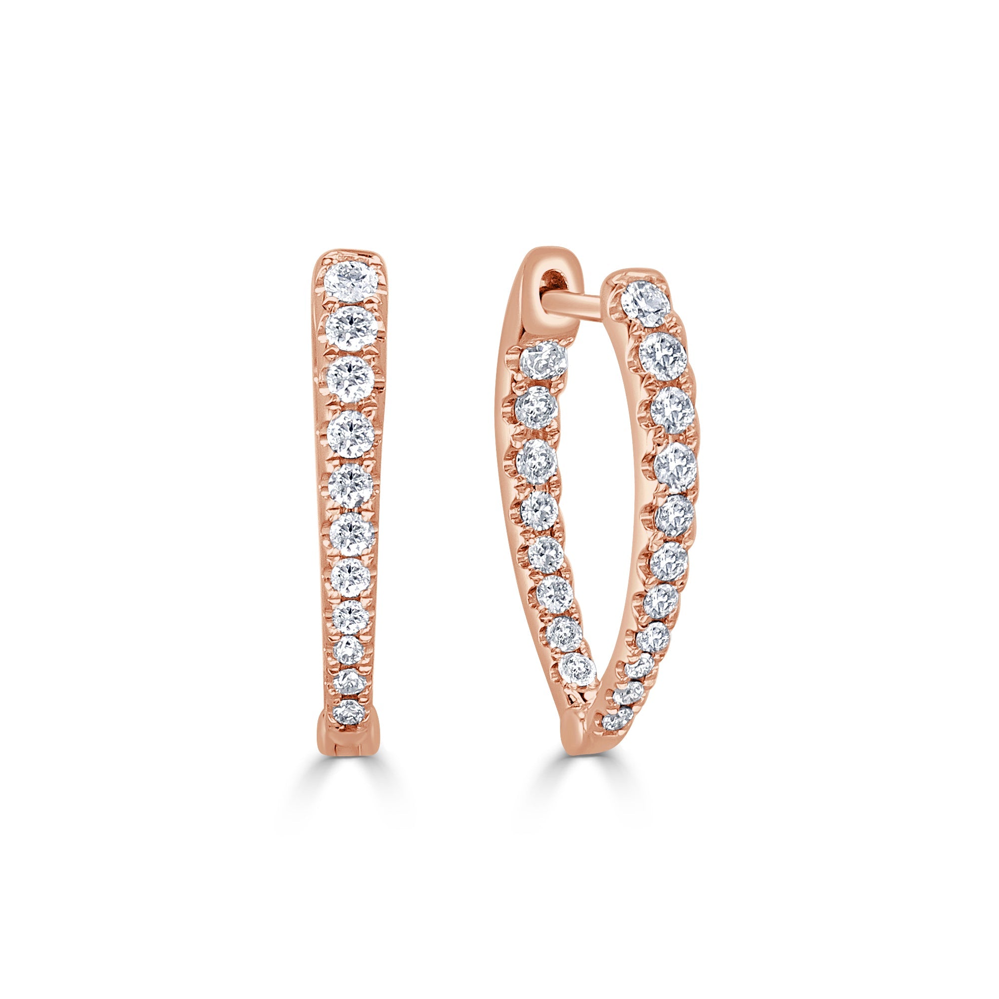 Diamond Point Hoop Earrings 3/4"