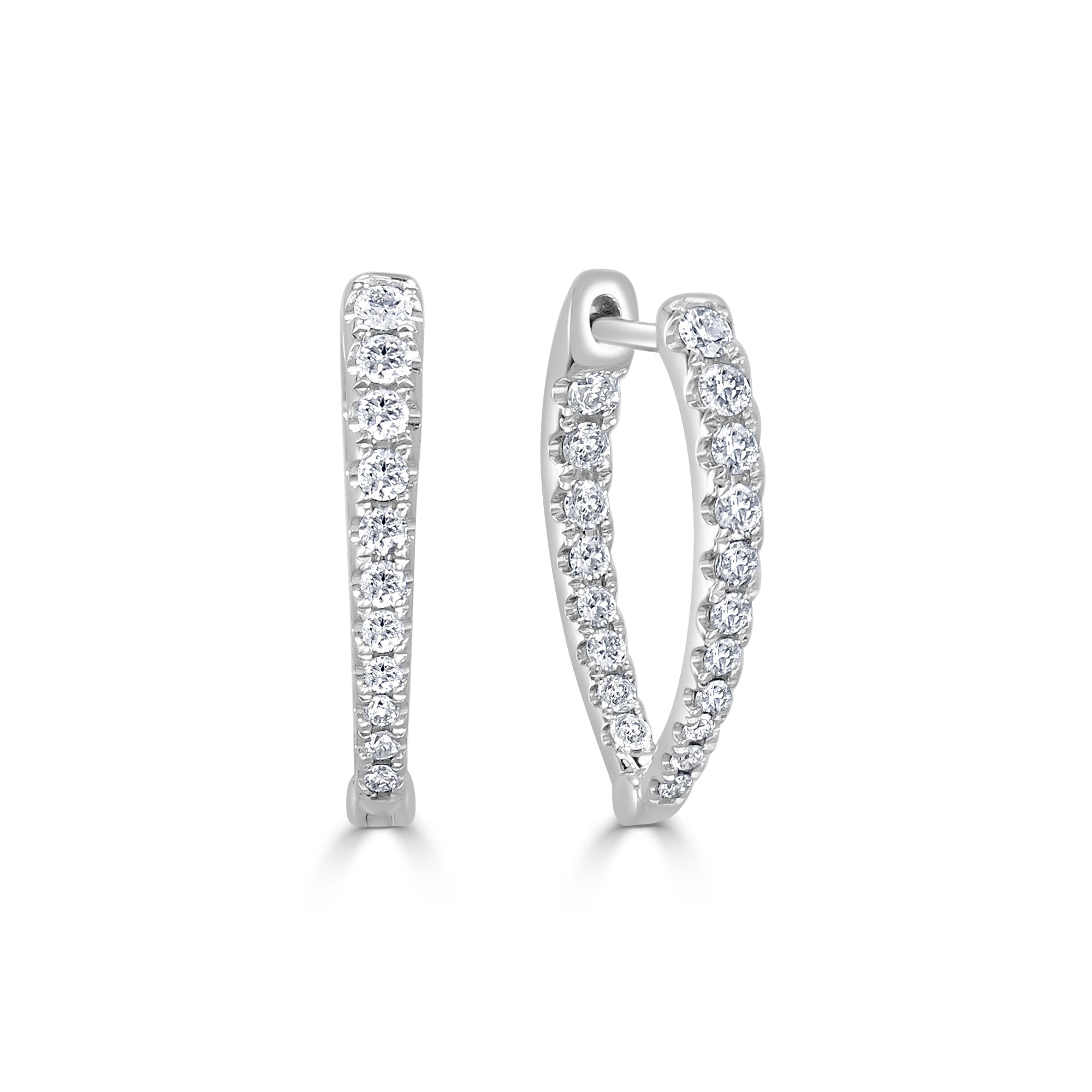 Diamond Point Hoop Earrings 3/4"