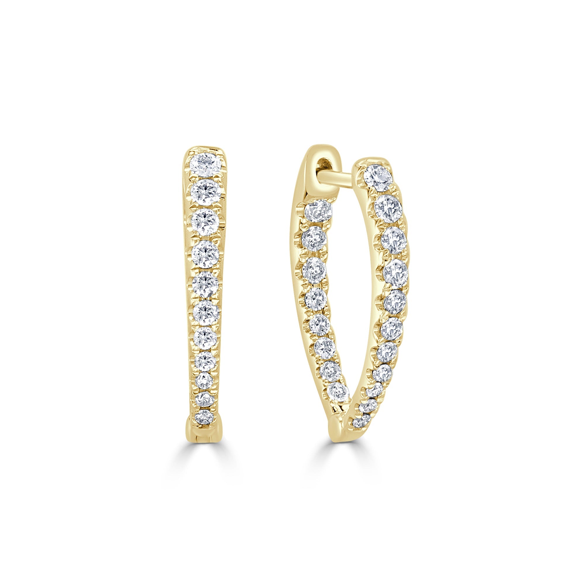 Diamond Point Hoop Earrings 3/4"