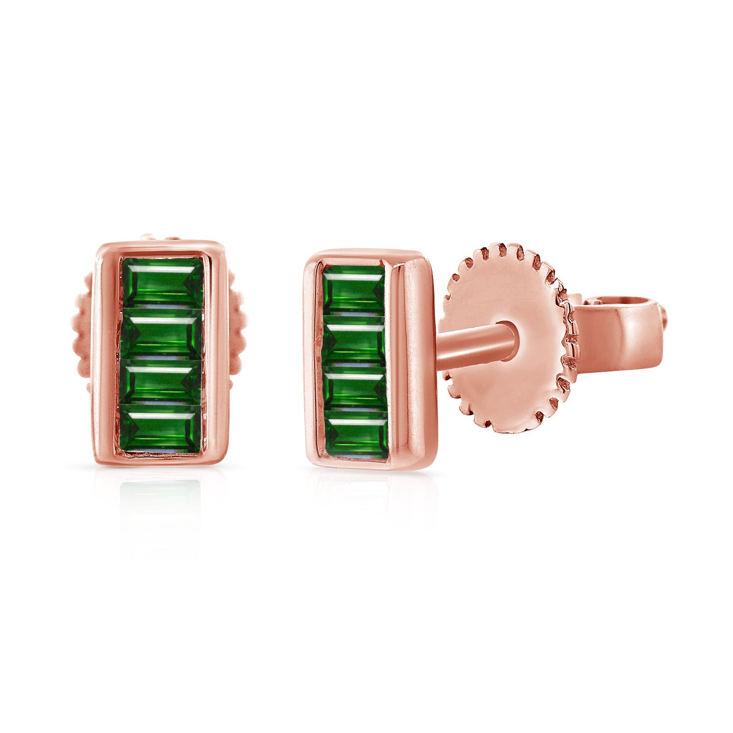 Emerald Baguette Stud Earrings