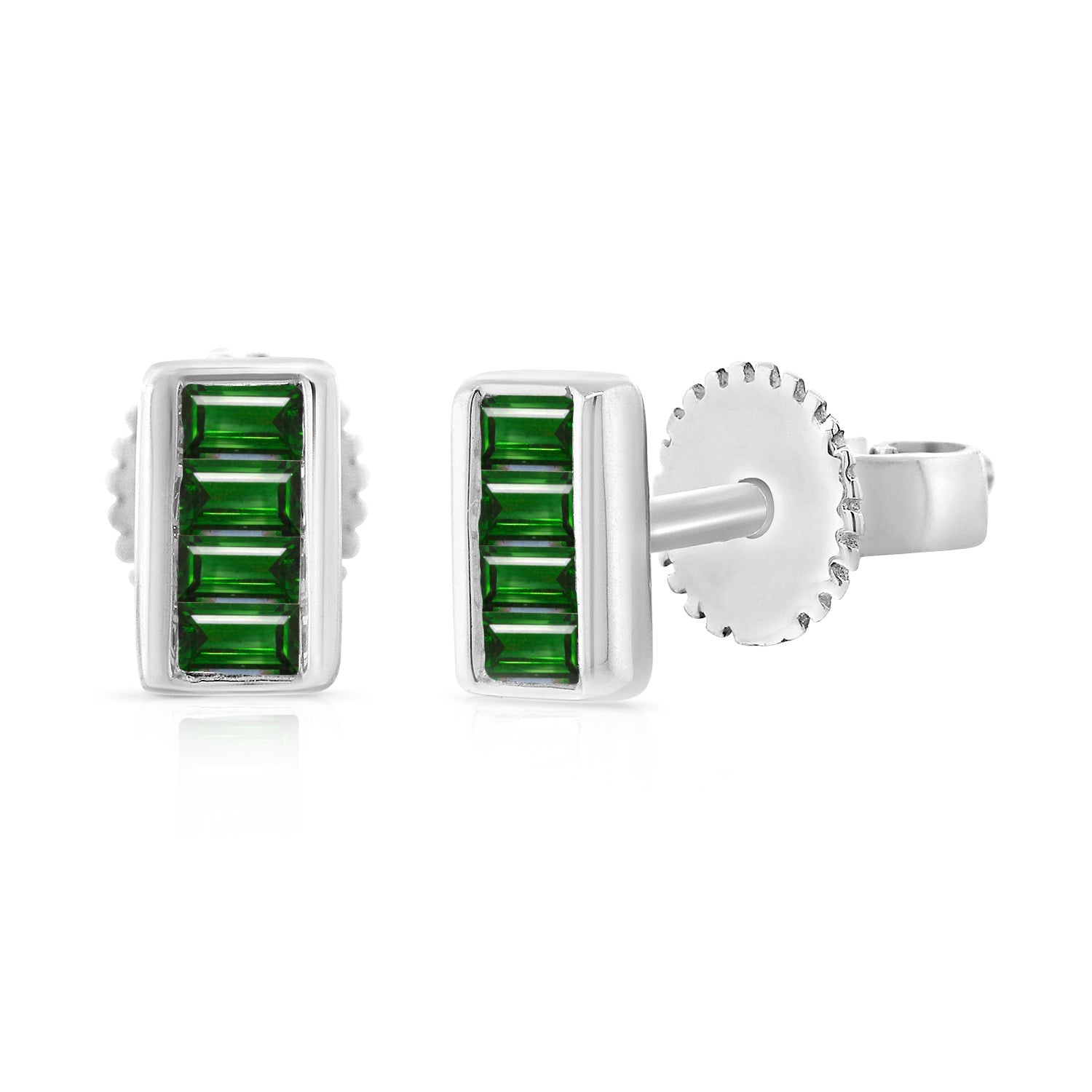 Emerald Baguette Stud Earrings