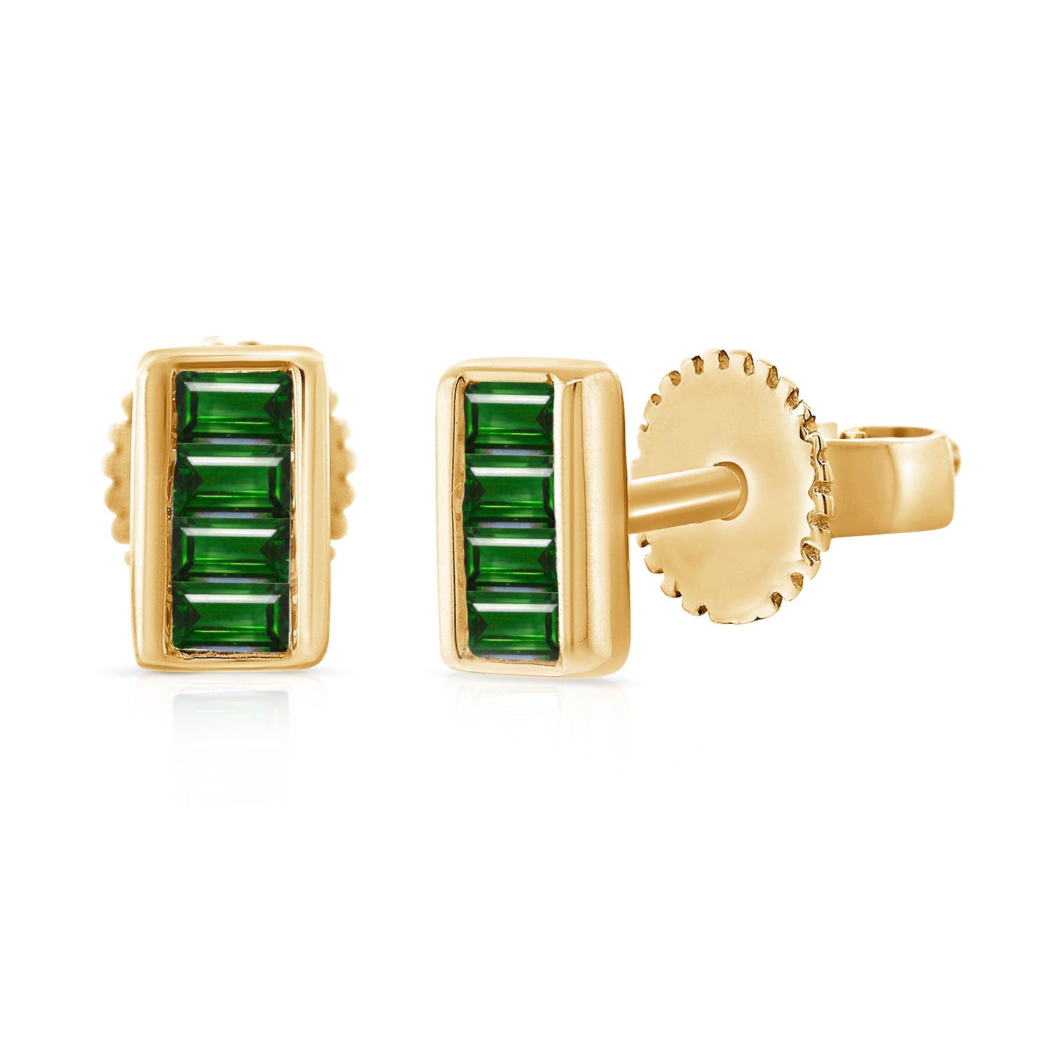 Emerald Baguette Stud Earrings
