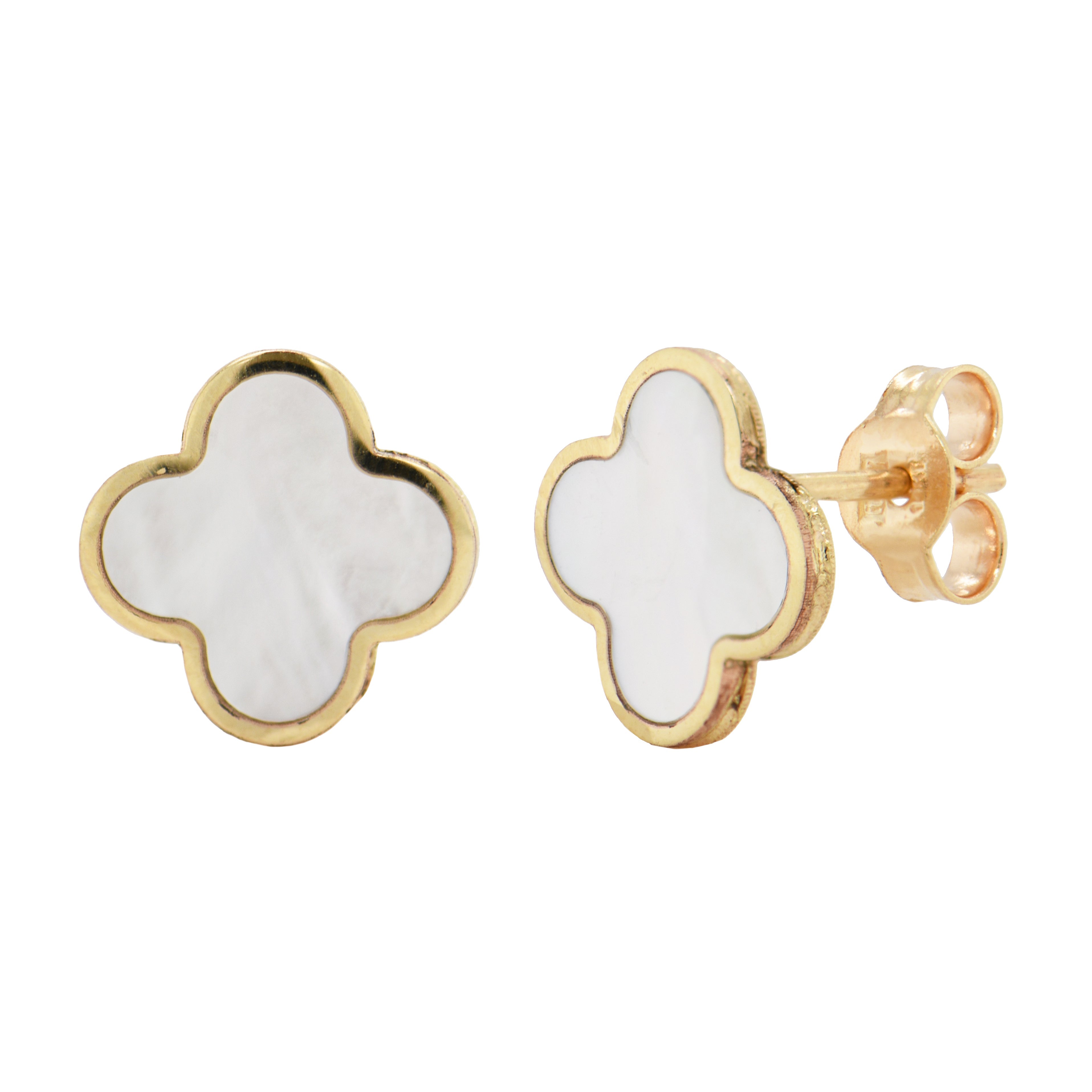 Mother of Pearl Clover Stud Earrings