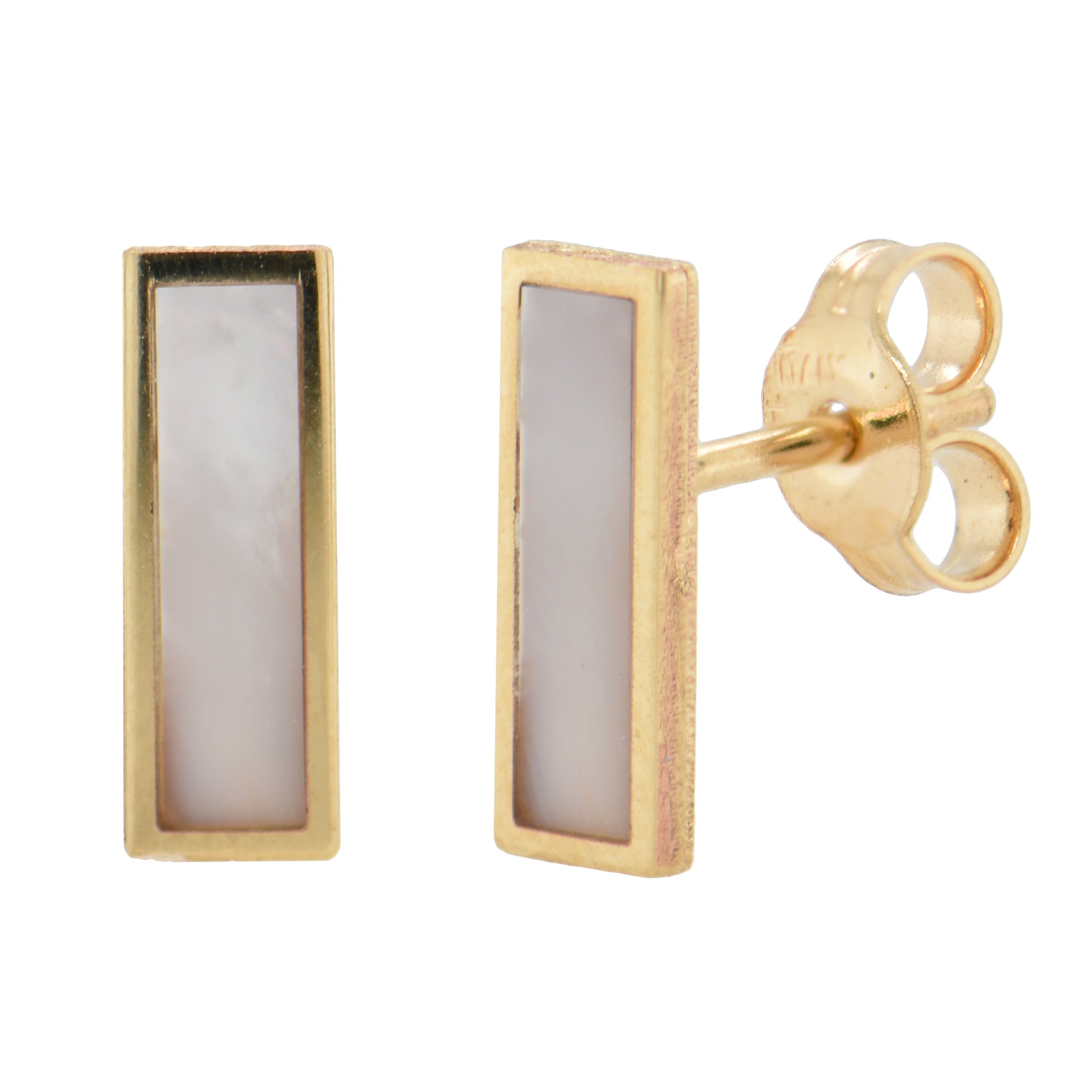 Mother of Pearl Inlay Bar Stud Earrings