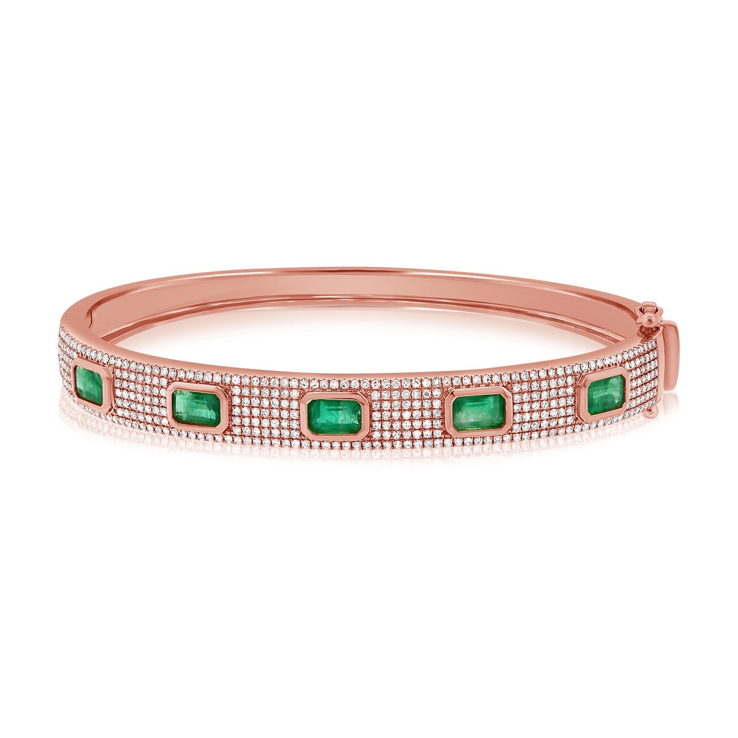 Green Emerald Diamond Bangle