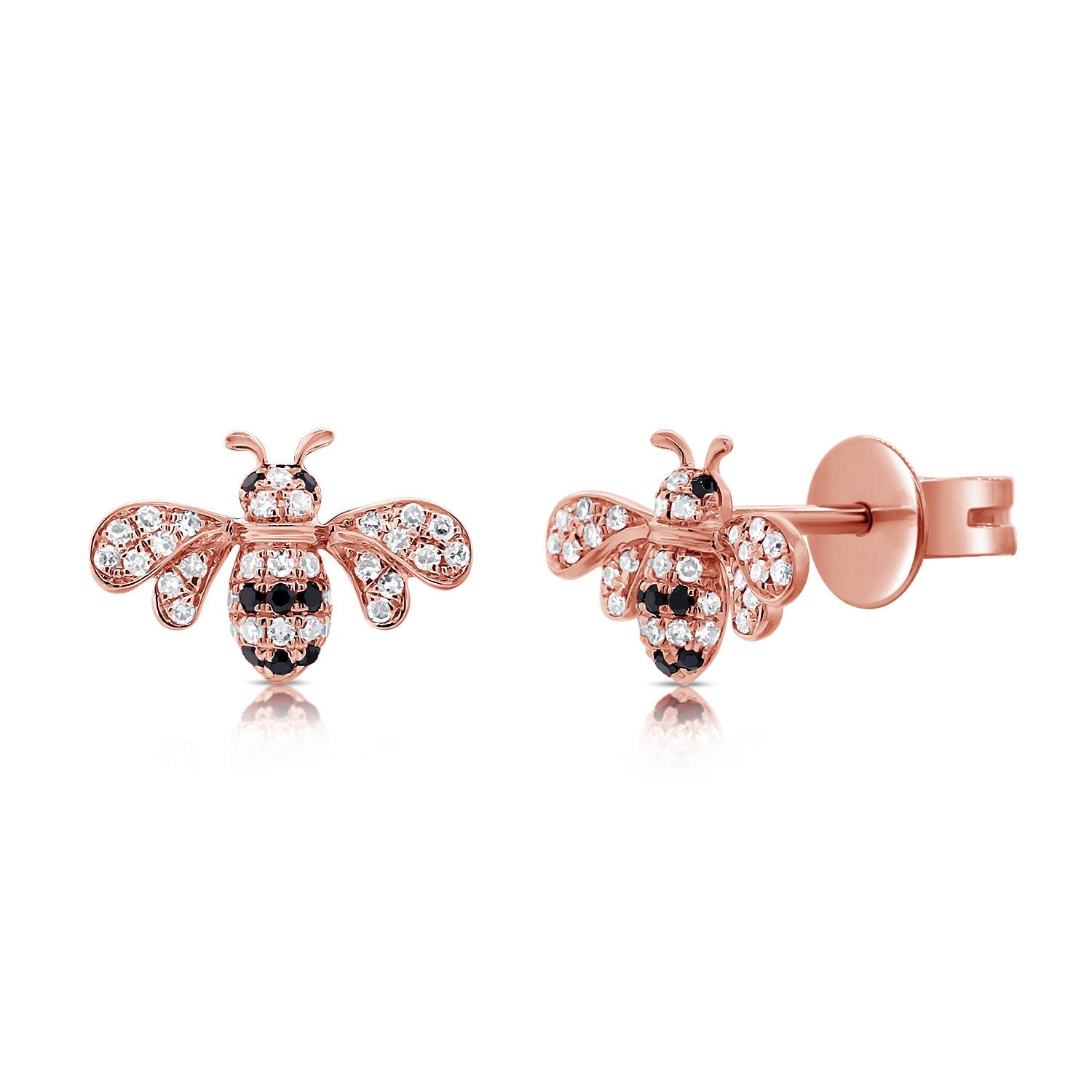 Black Diamond Bumble Bee Stud Earrings