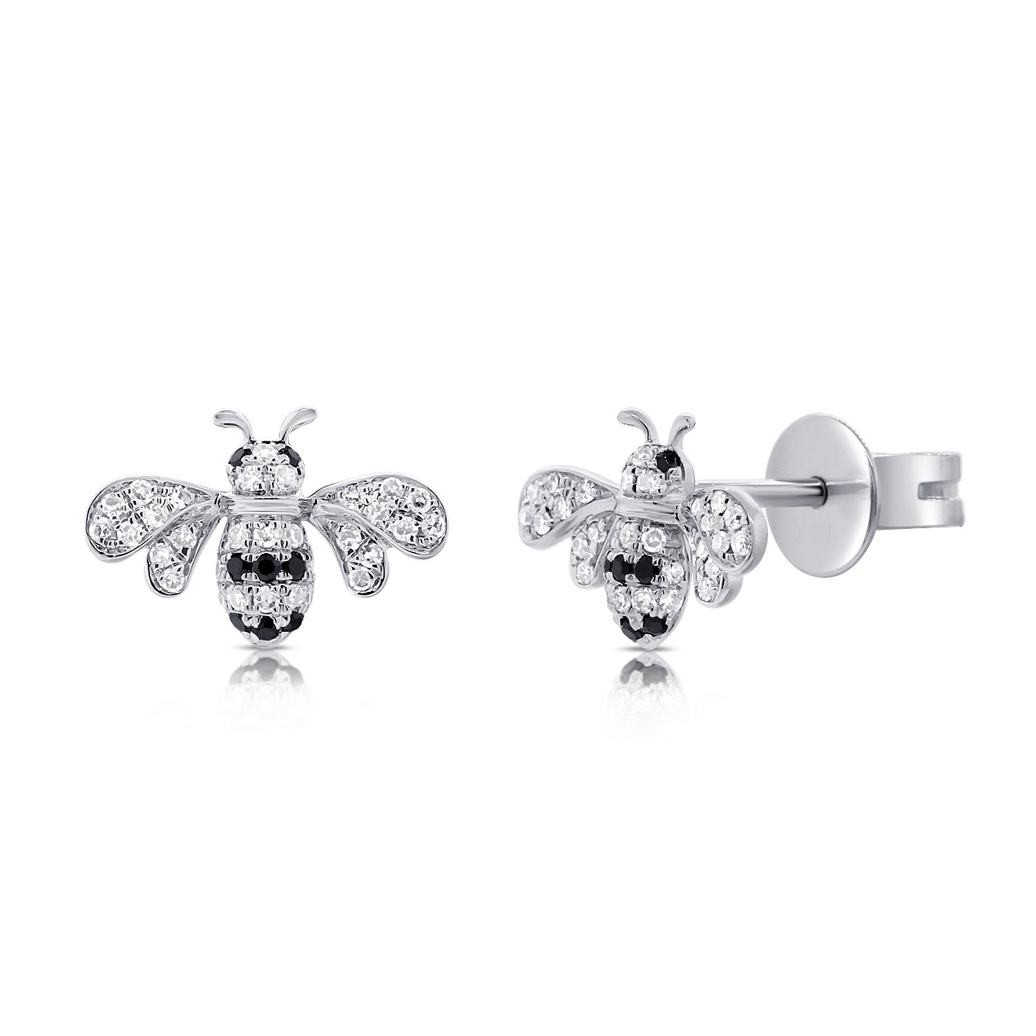 Black Diamond Bumble Bee Stud Earrings