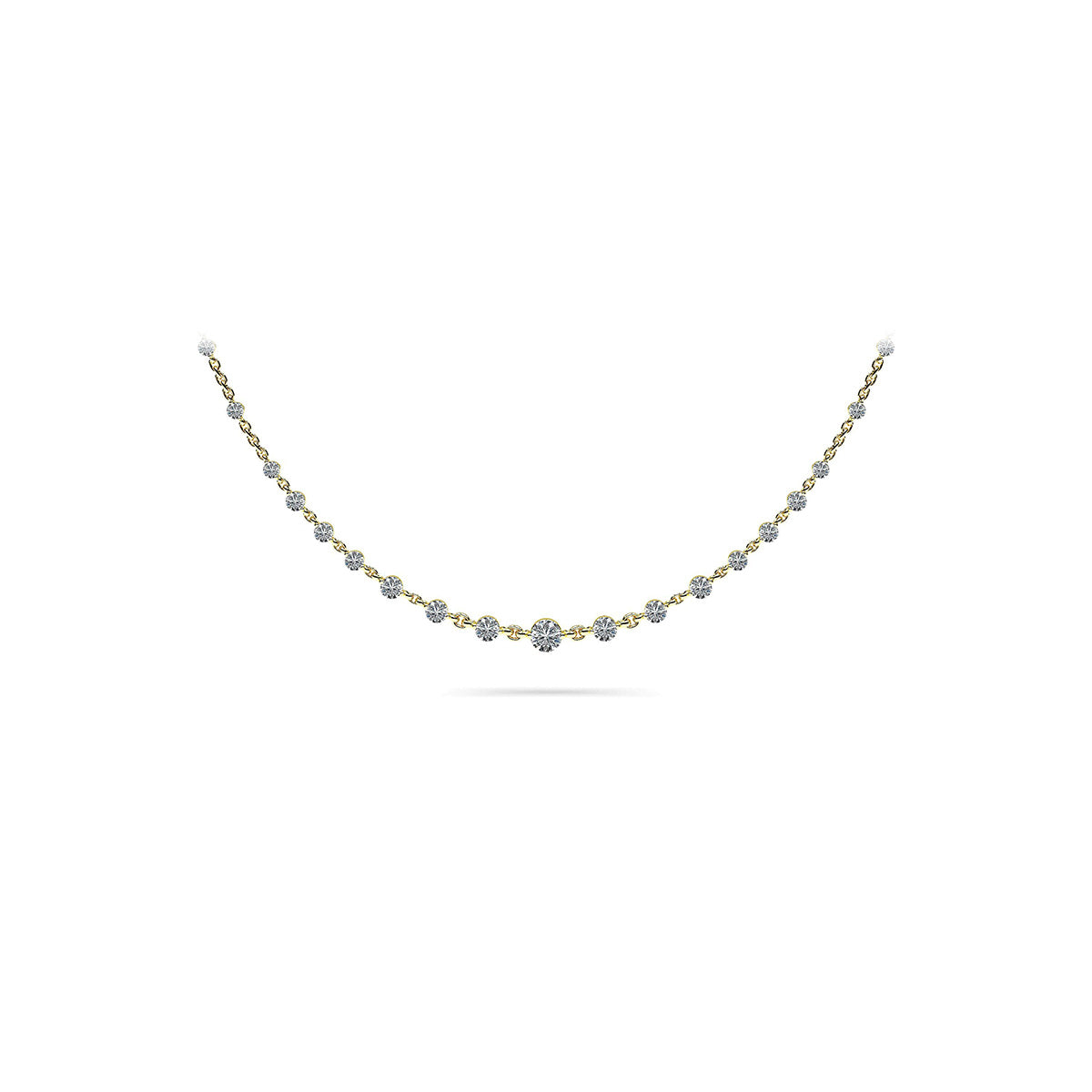 Graduated Diamond And Chain Link Necklace