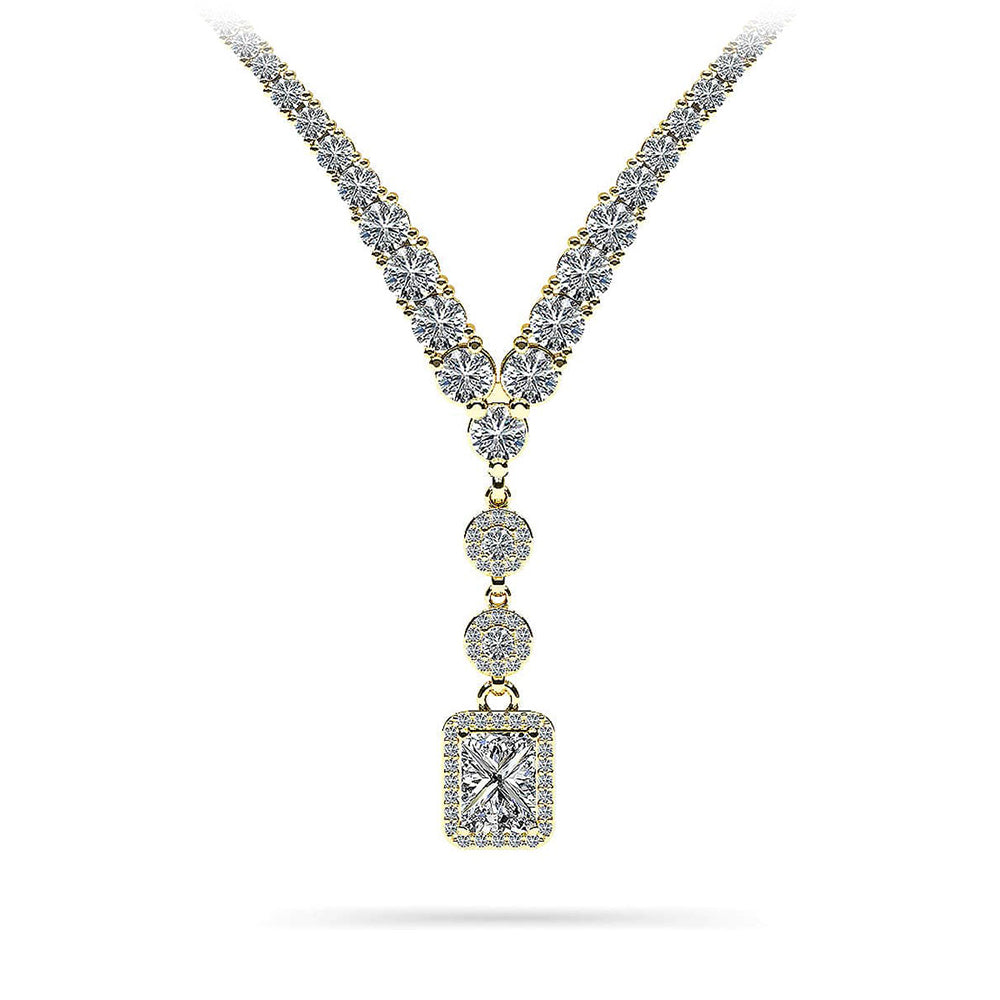 Extravagant Diamond Pendant 2 Row 4 Prong Necklace