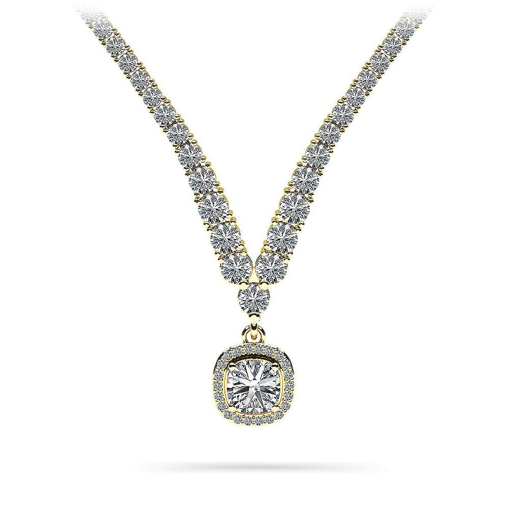 Ravishing Cushion Cut 4 Prong V Necklace
