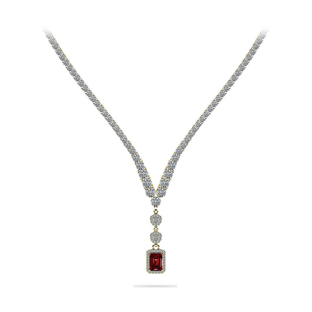 Extravagant Gemstone Pendant 4 Prong V Necklace